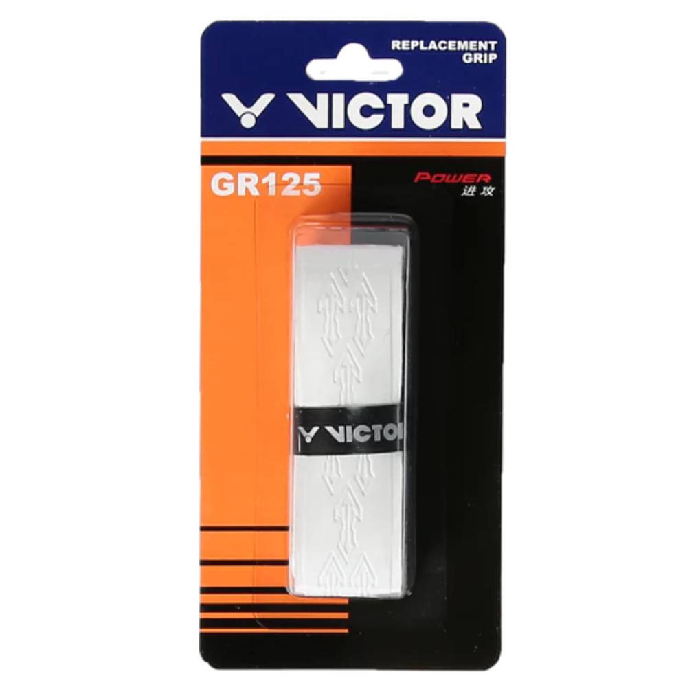 Victor GR 125 Premium Badminton Replacement Grip - White | Non-Slip Sweat Absorbent Overgrip | Perfect for Tournament Play & Training Sessions