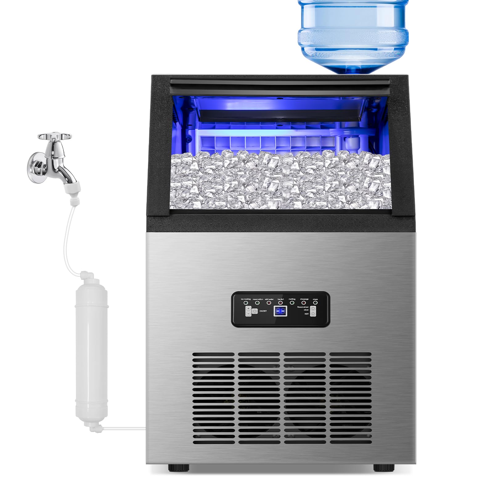 Commercial Ice Maker Machine 100Lbs/24H, 36Pcs Clear Ice Cubes in 11-20Mins, Stainless Steel Undercounter Ice Machine with 23Lbs Storage - Perfect for Home Bars, Parties, Restaurants & Offices - 2 Way Water Supply System