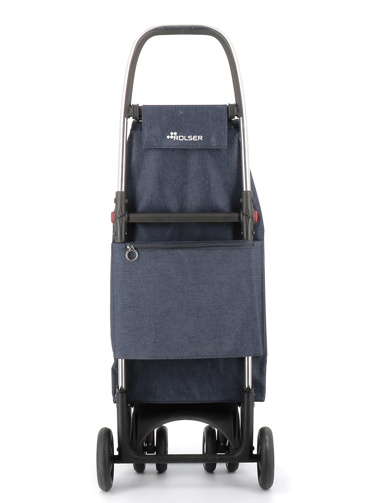 ROLSER I-Max Tweed 4 Wheel Foldable Shopping Cart with 2 Swivel Wheels - Lightweight Collapsible Grocery Trolley for Seniors & Shopping - Perfect for Grocery Stores, Markets, and Travel (Marine Blue)