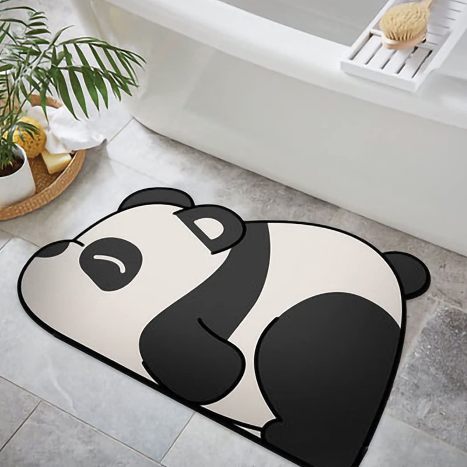 Non-Slip Cartoon Panda Bath Mat - Super Absorbent & Quick-Drying Bathroom Rug, Anti-Skid Shower Floor Mat for Bathtub & Bathroom Entrance - Perfect for Kids' Bathroom, Nursery Decor & Gift Ideas