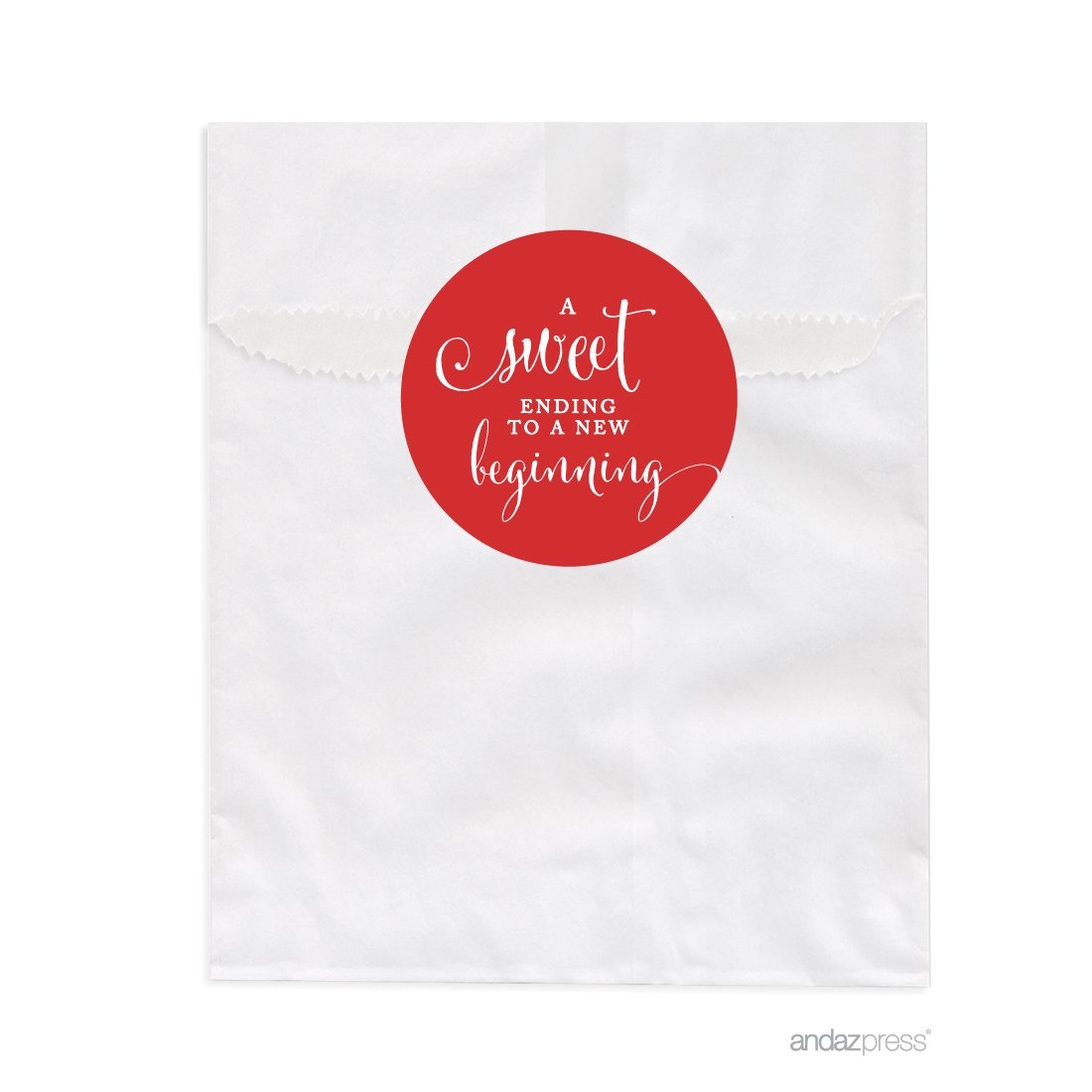Andaz Press 24-Pack Red Dessert Table Party Favor Bags for Weddings, Baby Showers & Graduations | Sweet Ending Candy Buffet Treat Bags | Perfect for Celebrations, Birthday Parties & Special Events