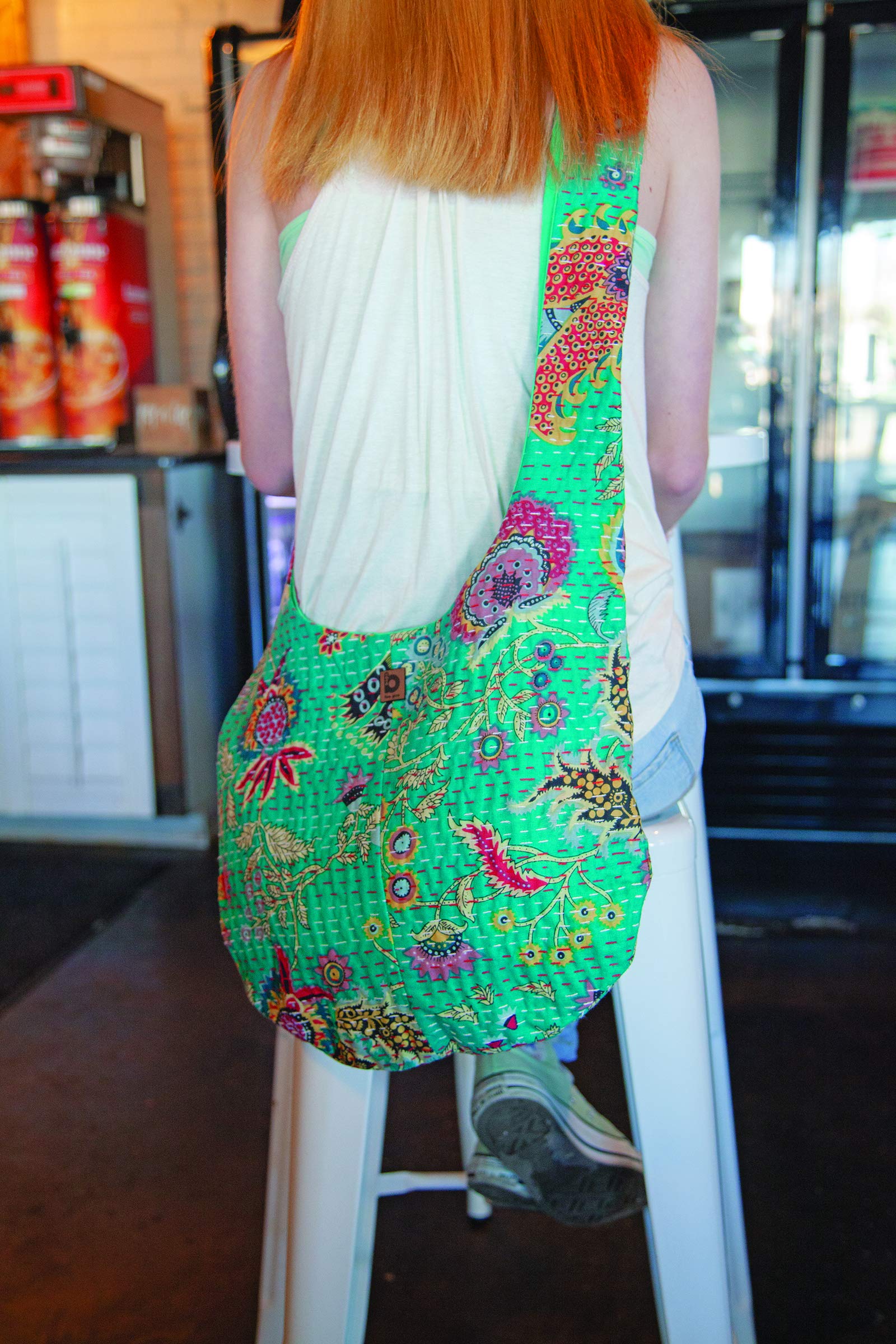 Handmade Kantha Fabric Sling Bag for Women - Unique Boho Crossbody Purse, Stylish Shoulder Bag for Shopping, Travel & Everyday Use