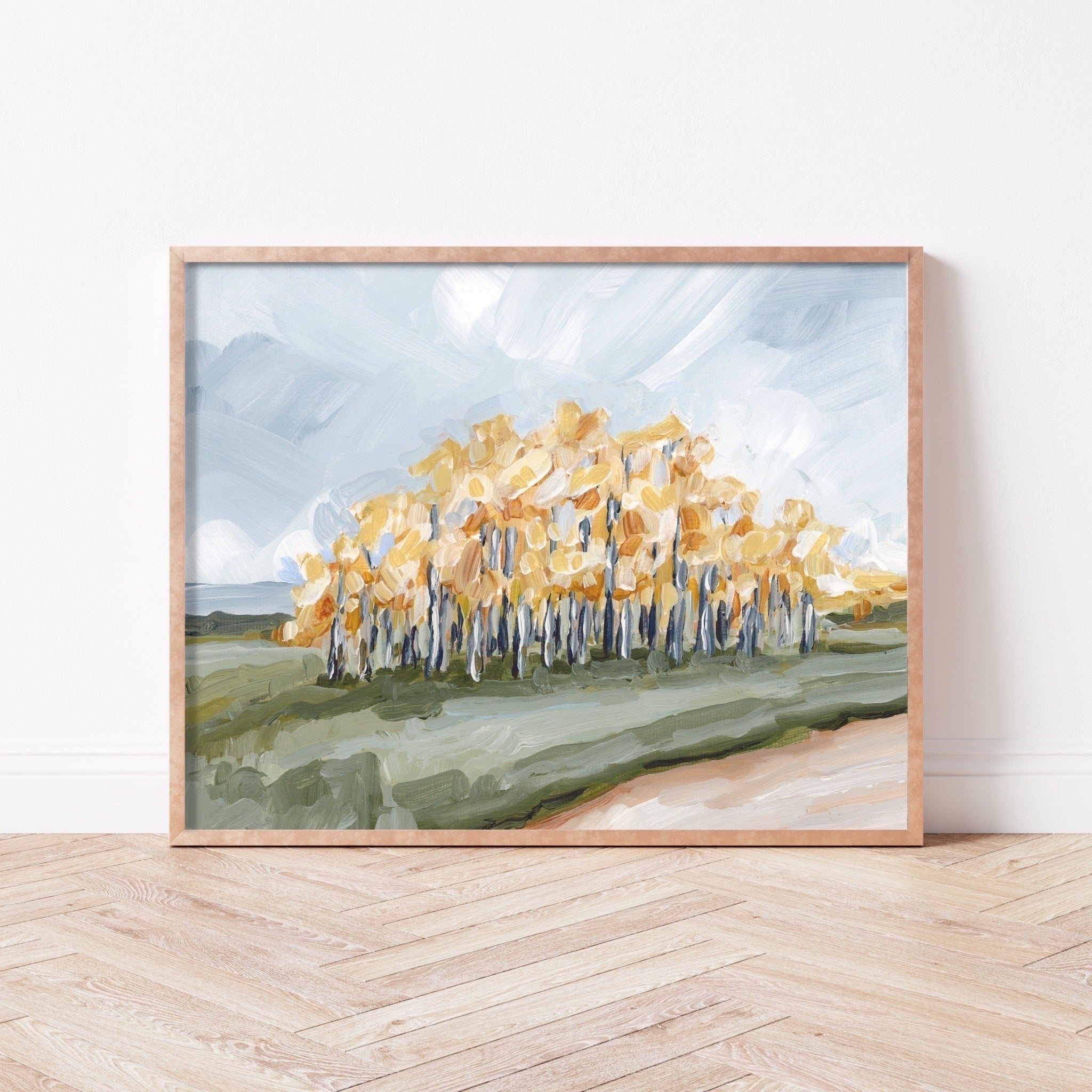 Grove of Gold Art Print - Premium Wall Decor for Living Room, Bedroom & Office - Nature-Inspired Landscape Painting for Home & Office Decor