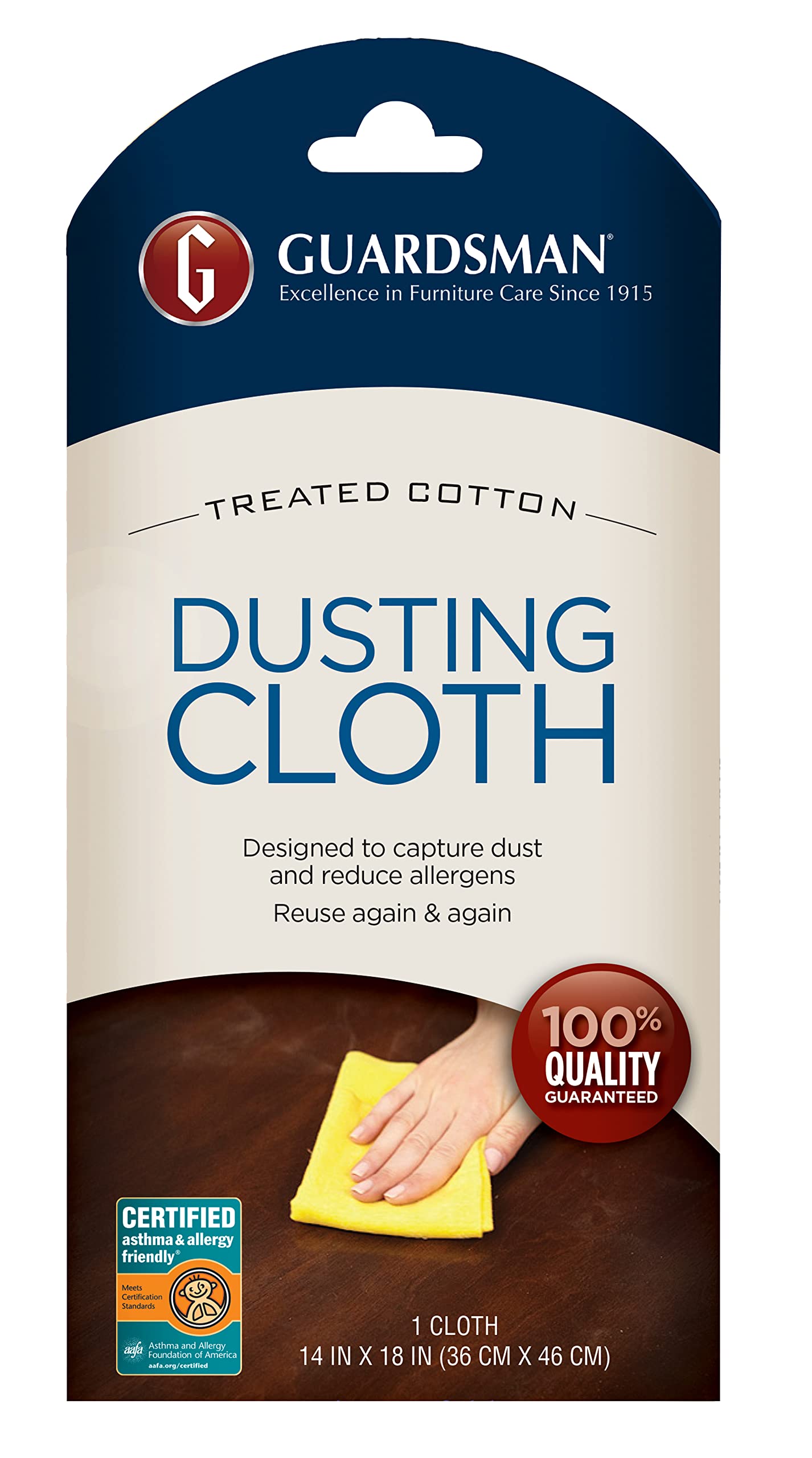 Guardsman Wood Furniture Dusting Cloths - 1 Pre-Treated Dust-Attracting Cloth for Wood Surfaces - Captures 2X More Dust Than Regular Cloths, No Sprays or Odors - Perfect for Cleaning Tables, Desks & Cabinets (Model 462100)
