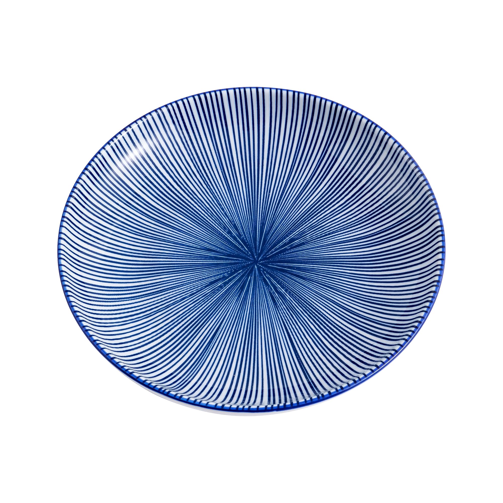 Blue Radial Ceramic Dessert Plates - 6 Inch Small Appetizer Plates for Cake, Snacks, Salad & Side Dishes | Elegant Mini Dinner Trays for Kitchen, Party Serving & Home Decor (Set of 4)