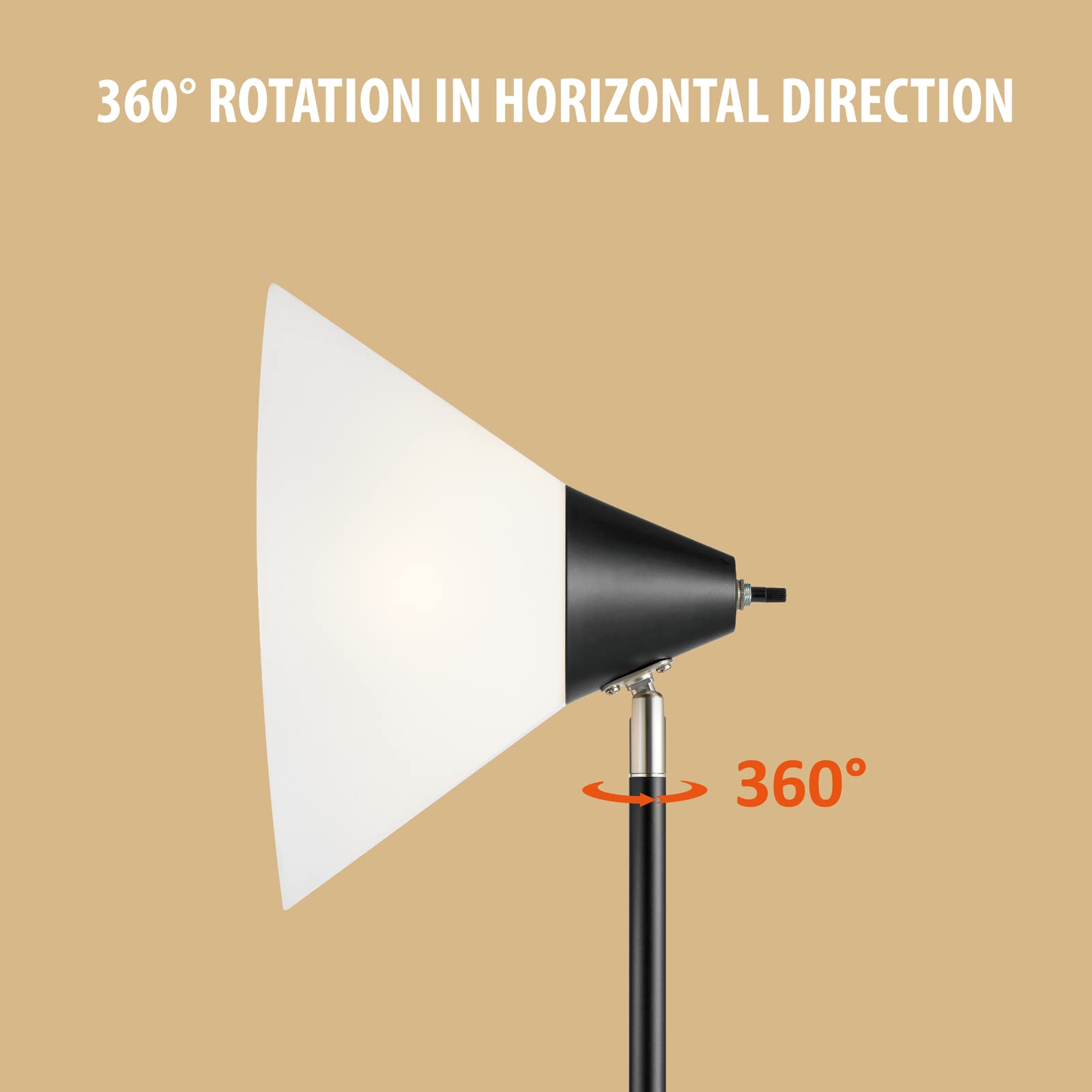 HonoDing Adjustable Floor Lamp with Acrylic Shade - Modern Standing Light for Living Room, Bedroom & Office - Black (Ideal for Reading, Working & Ambient Lighting)