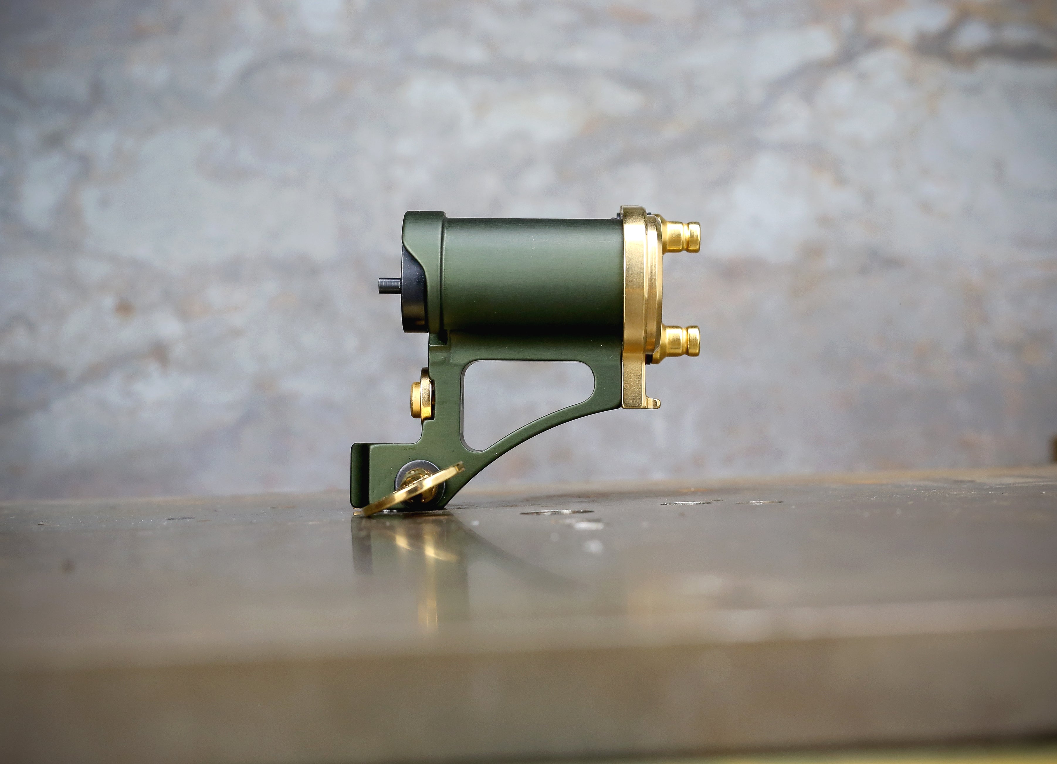 Limited Mike Pike PMA Direct Drive Rotary Tattoo Machine - Olive Green & Gold Finish for Professional Tattoo Artists | Perfect for Lining, Shading & Detailed Tattoo Work
