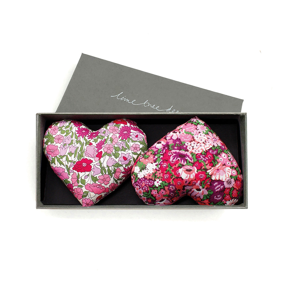 Lavender Sachets for Drawers & Closet - Set of 2 Pink Heart-Shaped Fragrance Pouches for Clothes, Linens & Wardrobe Freshening | Aromatherapy Gifts for Women