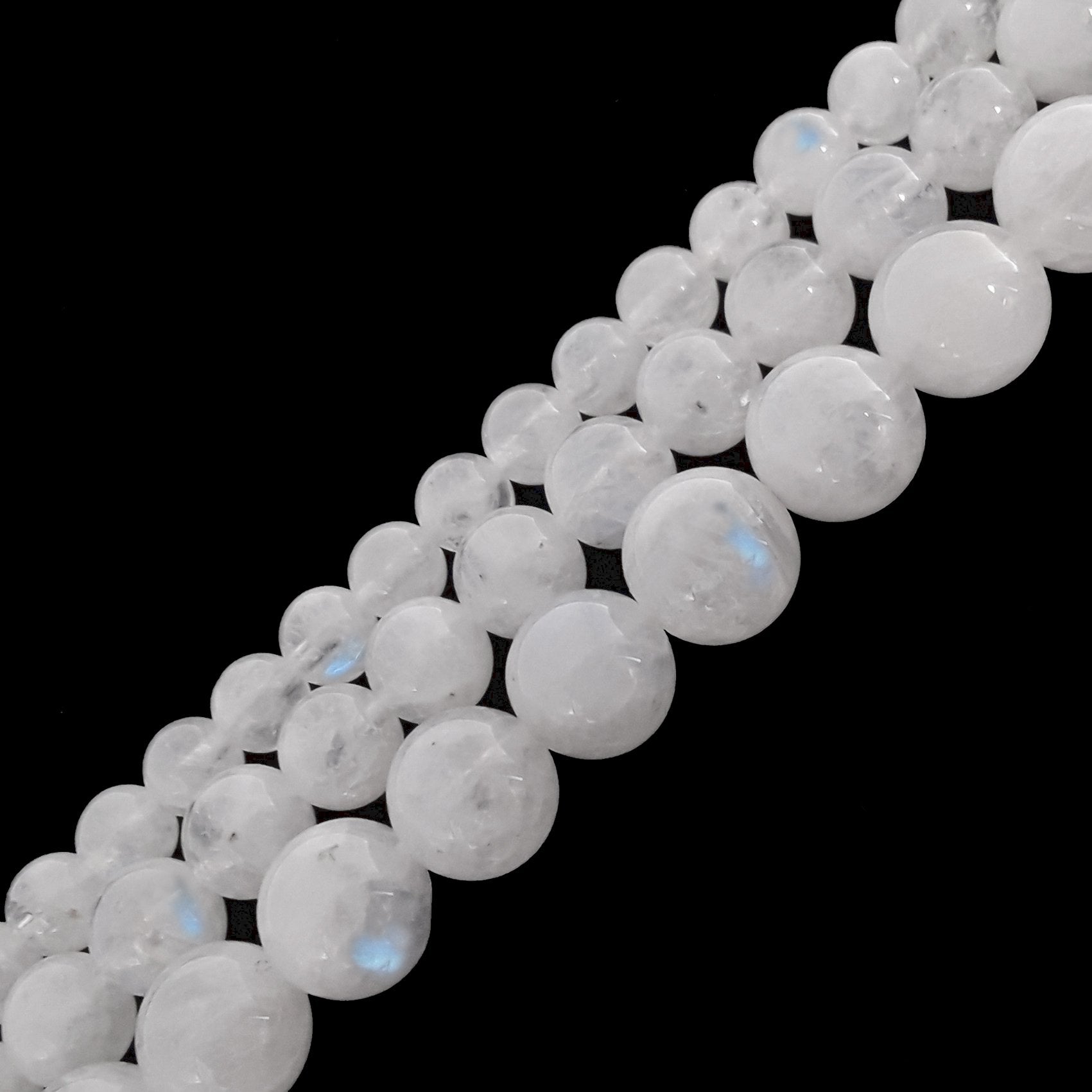 Premium AAA White Rainbow Moonstone Beads - 6mm 8mm 10mm 15.5 Inch Strand - Smooth Round Gemstone Beads for Jewelry Making, DIY Crafts & Healing Crystal Bracelets