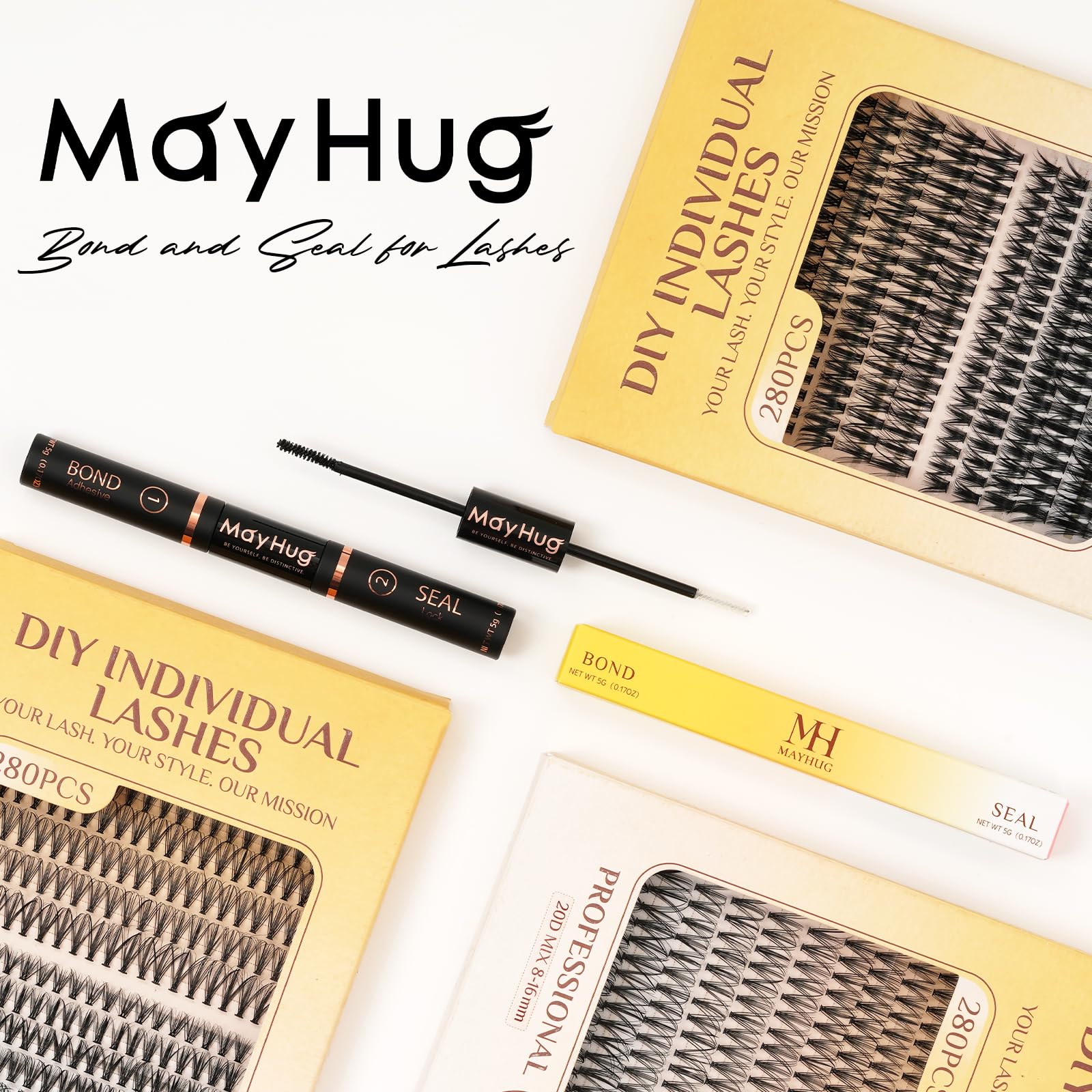 Waterproof Lash Bond & Seal Eyelash Glue - 10ml Super Strong Cluster Lash Adhesive, 72 Hour Hold, Latex Free for Sensitive Eyes | Perfect for Home Makeup, Professional Salon Use & Special Occasions (Black)