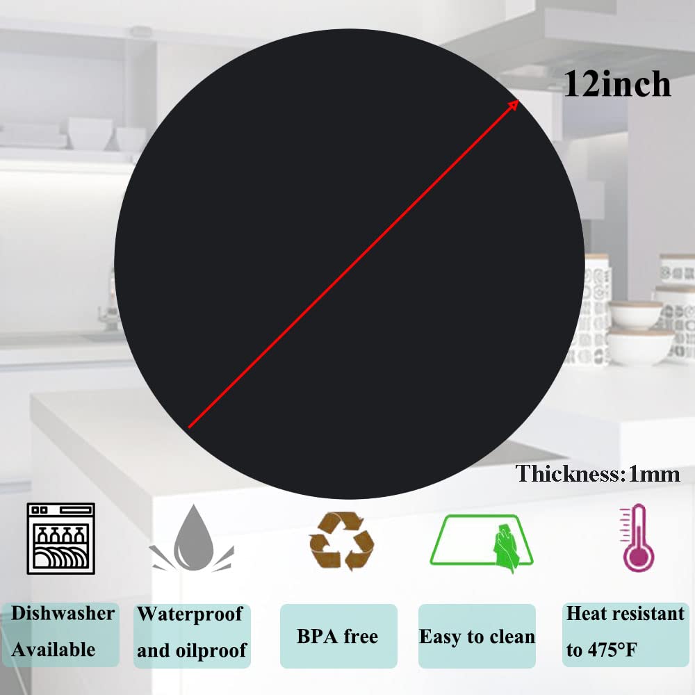 Premium Multi-Purpose Silicone Microwave Mat - BPA Free, Food Grade Safe, Heat Resistant to 475°F | Dishwasher Safe Splatter Guard, Hot Pad & Pot Holder | 12 Inch Non-Slip Kitchen Mat for Cooking, Baking & Serving (Black)