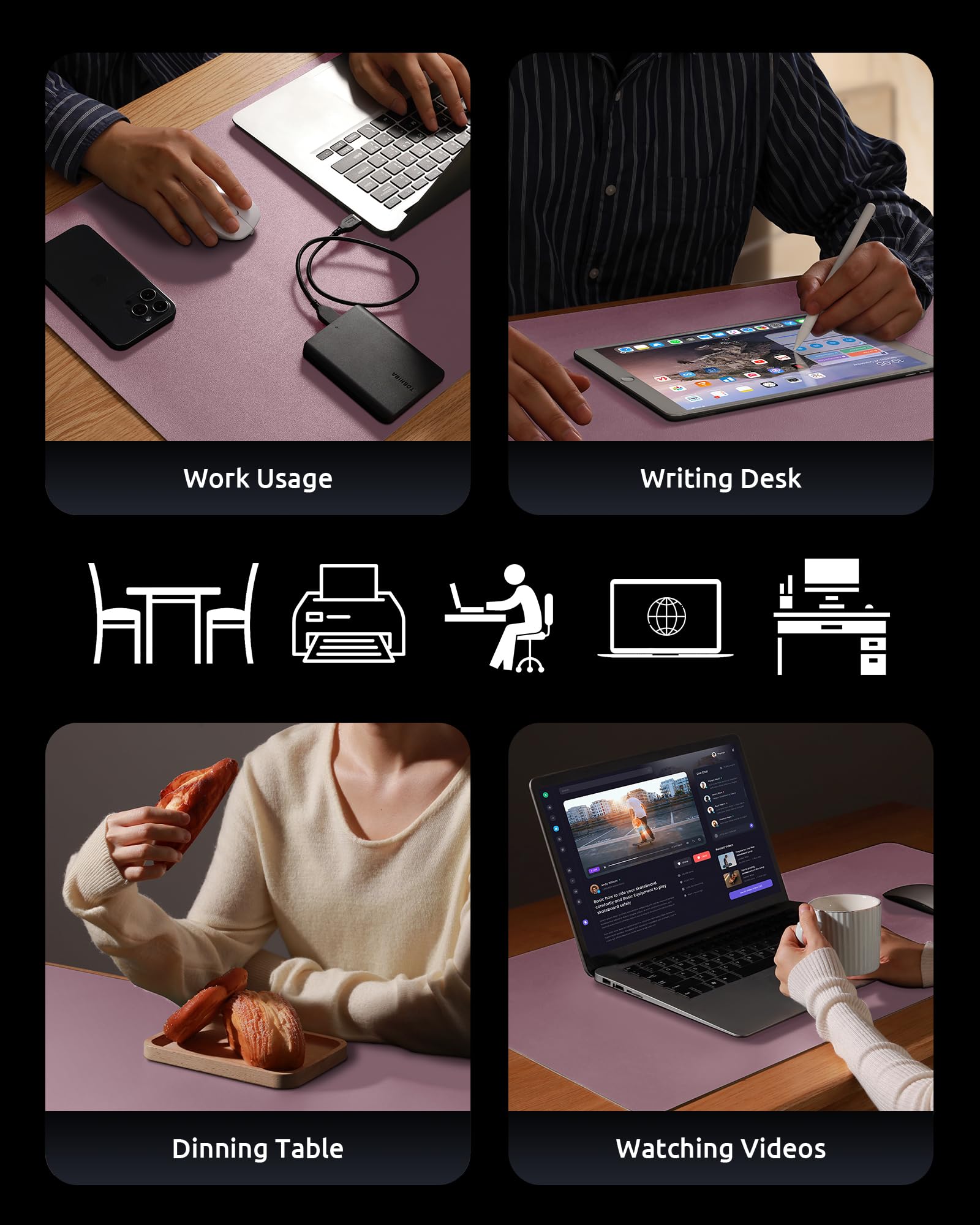 YSAGi Dual-Sided PU Leather Desk Pad - 35.4