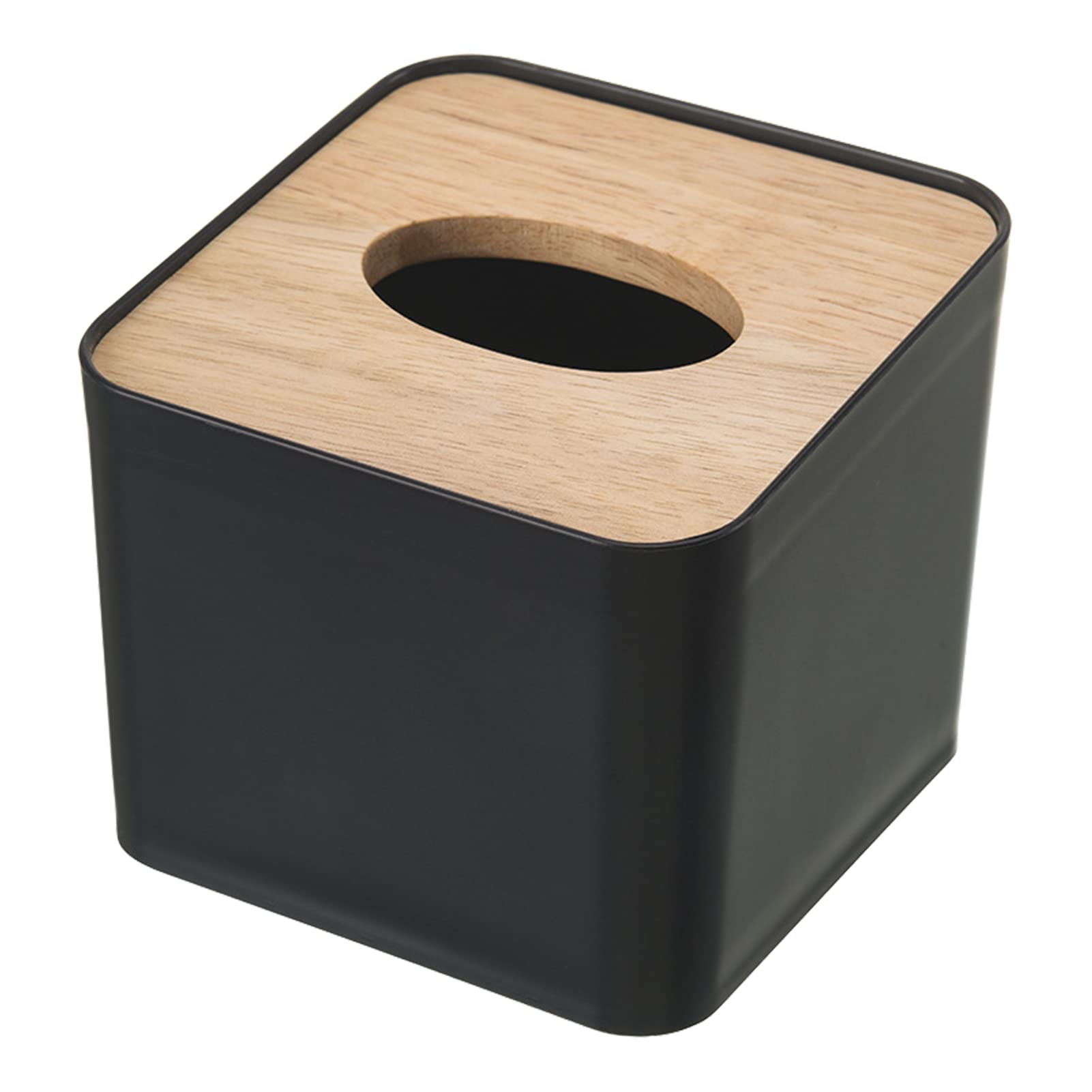 Sturdy Black Tissue Box Cover for Disposable Paper Facial Tissues | Mini Square Tissue Dispenser Holder for Bathroom, Kitchen, Office & Living Room | Durable Paper Towel Rack Organizer for Home & Workspace Decor