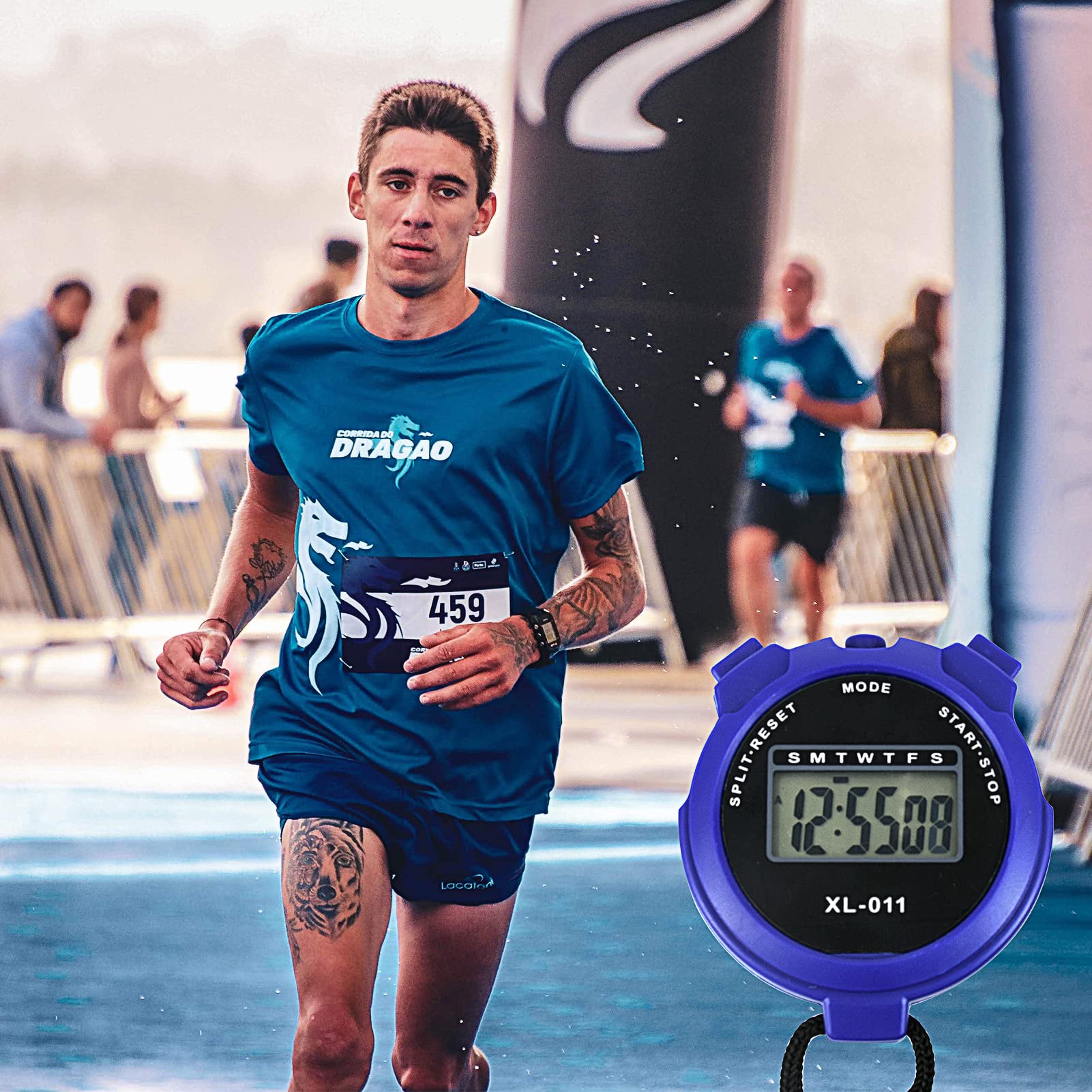 Digital Sports Stopwatch with Large Display - Interval Training Timer, Lap Counter, Outdoor Activity Clock - Referee Watch, Alarm, Calendar - Perfect for Running, Cycling, Coaching & Fitness Training