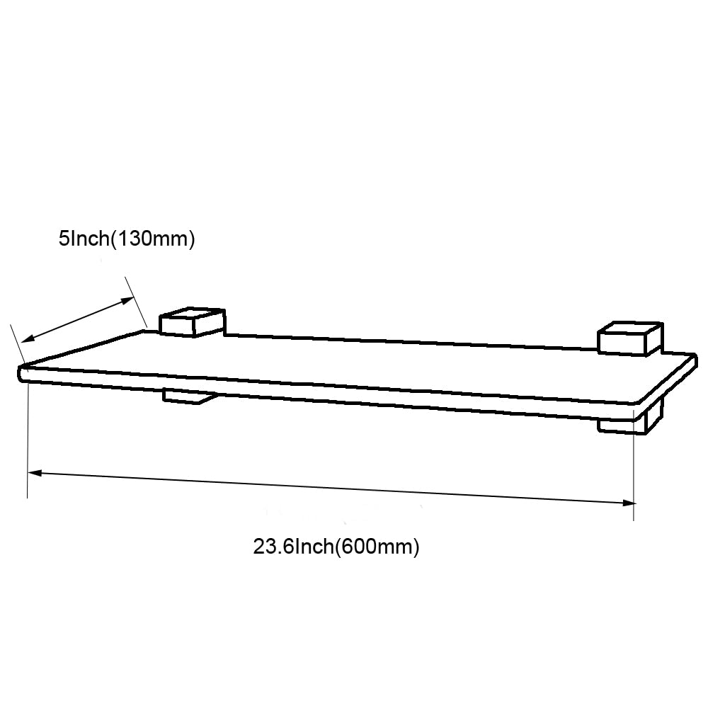 XVL 23.6 Inch Tempered Glass Bathroom Shelf - Brushed Nickel Wall Mounted Rectangular Storage Shelf (GS3002AX) for Shower, Vanity & Bathroom Organization