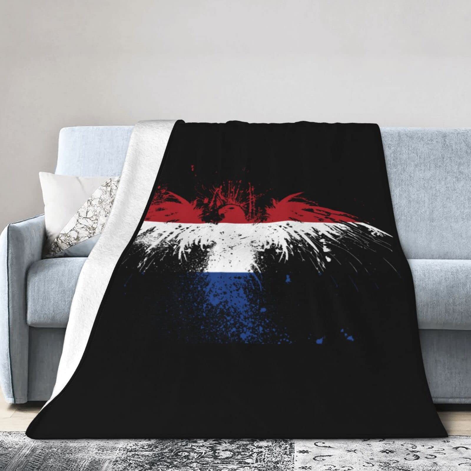 HUFURI Eagle Netherlands Flag Flannel Fleece Throw Blanket - Ultra Soft & Cozy 60