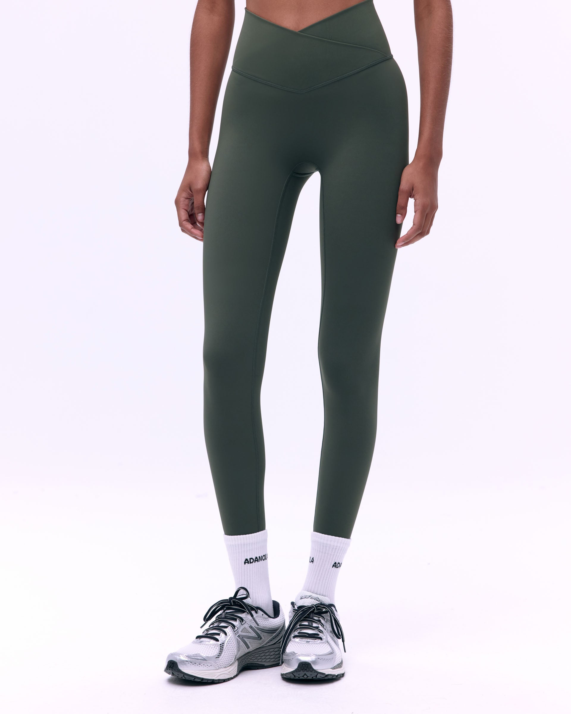 Ultimate Wrap Over Leggings for Women - Dark Olive Green High Waist Yoga Pants | Perfect for Yoga, Gym, Running & Everyday Wear