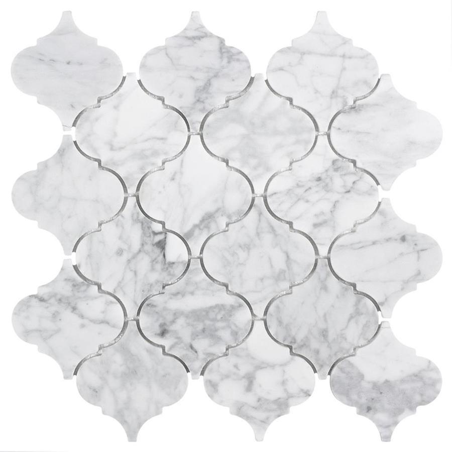 Premium Mediterranean Stone Mosaic Tile - White Arabesque Pattern for Bathroom Backsplash, Kitchen Wall & Pool Design