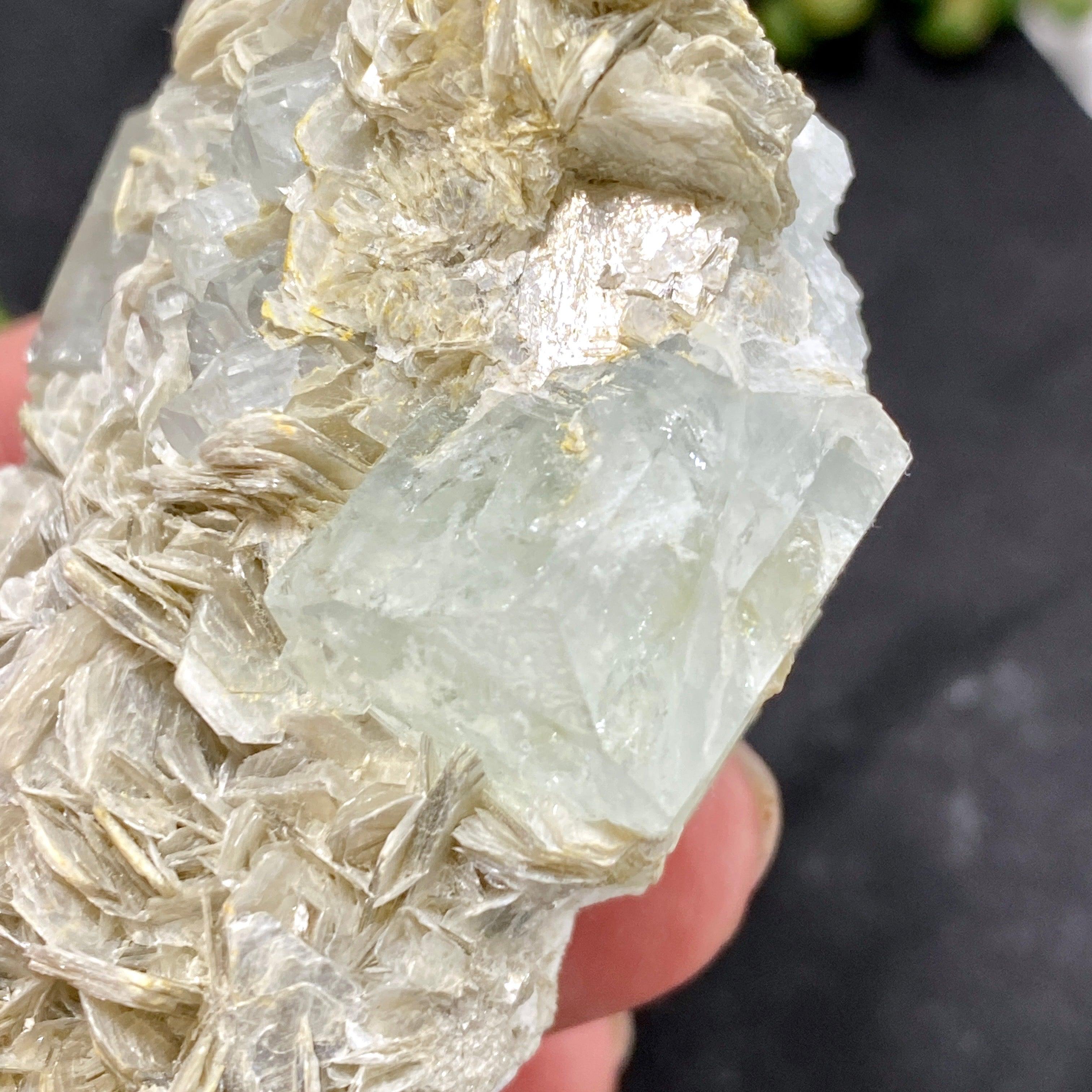 Natural Aquamarine Crystal with Mica Inclusions - AQS 11 Gemstone for Jewelry Making, Healing & Meditation | Perfect for Necklaces, Rings & Spiritual Practices