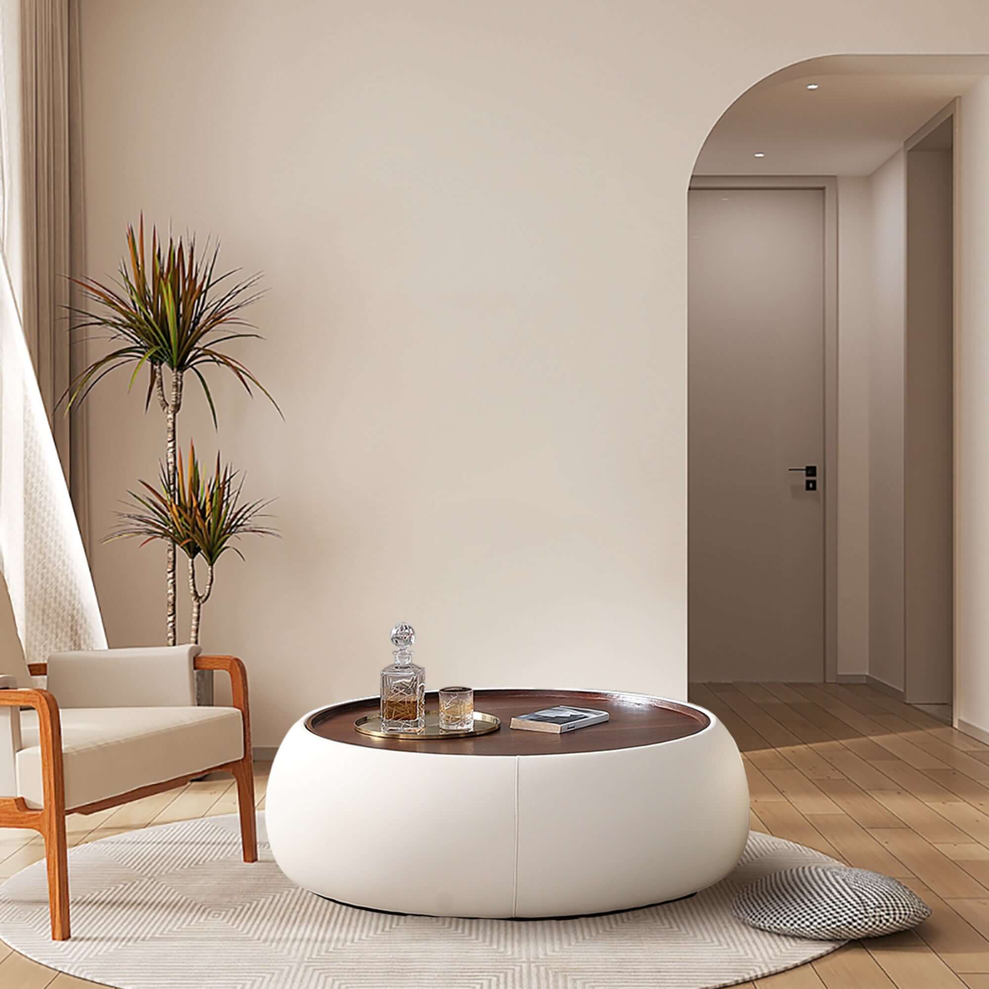 Modern Round Coffee Table with Storage - Light Luxury Design for Living Room, Office & Lounge Areas - Perfect for Small Spaces & Home Decor