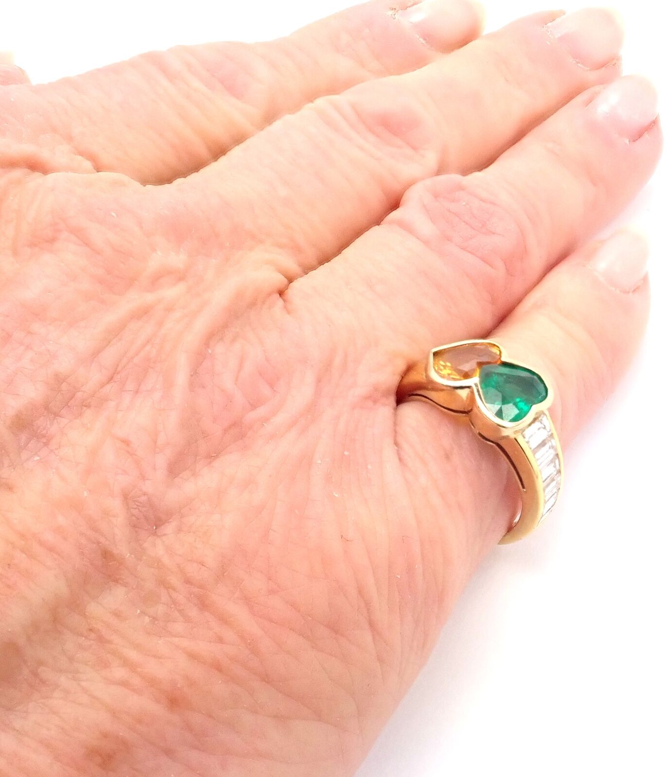 Authentic Van Cleef & Arpels 18k Gold Diamond Emerald Yellow Sapphire Ring - Luxury Jewelry for Women, Perfect for Weddings, Anniversaries & Special Occasions