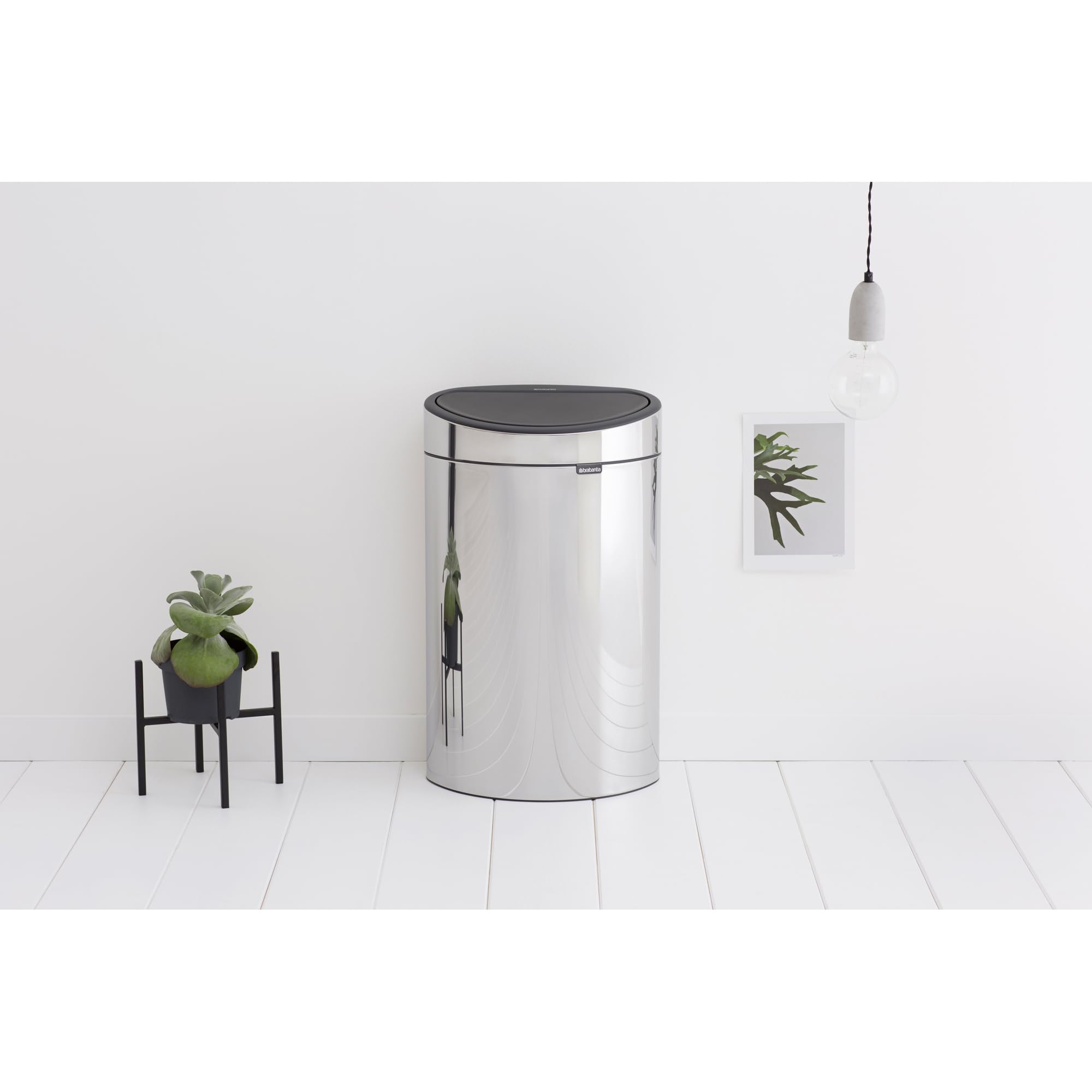 Brabantia 10.6 Gallon Stainless Steel Touch Kitchen Trash Can with Removable Lid - Soft-Touch Opening, Includes Waste Bags | Perfect for Modern Kitchens, Office Spaces & Eco-Friendly Homes