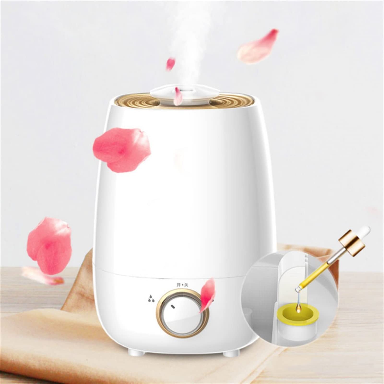 3.5L Quiet Humidifier for Bedroom & Home - Top Fill Oil Diffuser with Adjustable 360° Rotation Nozzle, Auto Shut Off & Knob Control | Perfect for Dry Air Relief, Baby Nursery, Office & Aromatherapy