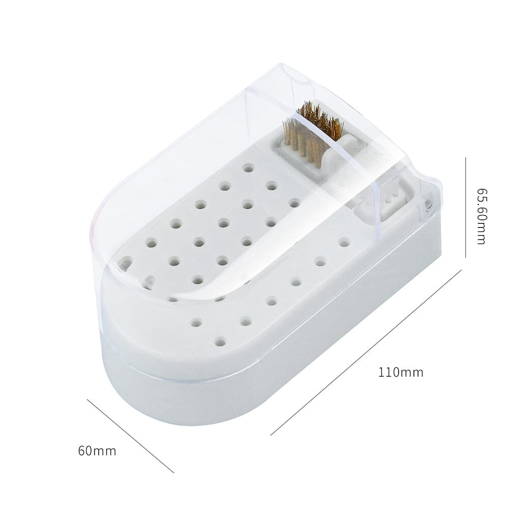 30-Hole Nail Drill Bits Holder Stand with Cleaning Brush - Professional Nail Art Tool Organizer for Manicure & Pedicure at Home or Salon