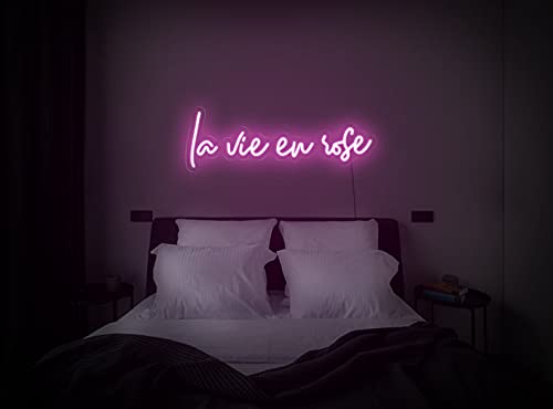 VIVID SIGN La Vie En Rose Beer LED Neon Sign - 15.8x4.7 Inch Super Bright Wall Decor Light for Bar, Cafe, Home & Office (LVER21)