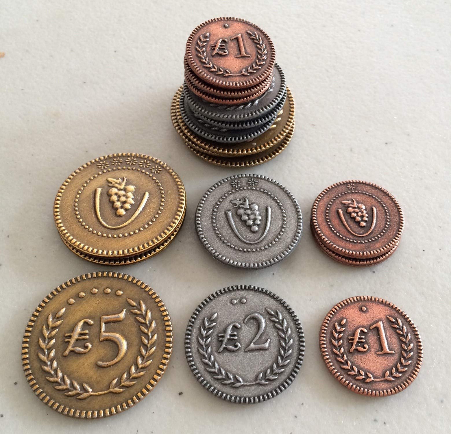 Stonemaier Games Viticulture Essential Edition - Premium Metal Lira Coins for Board Game Accessories | Perfect for Wine-Themed Strategy Games & Collector's Items