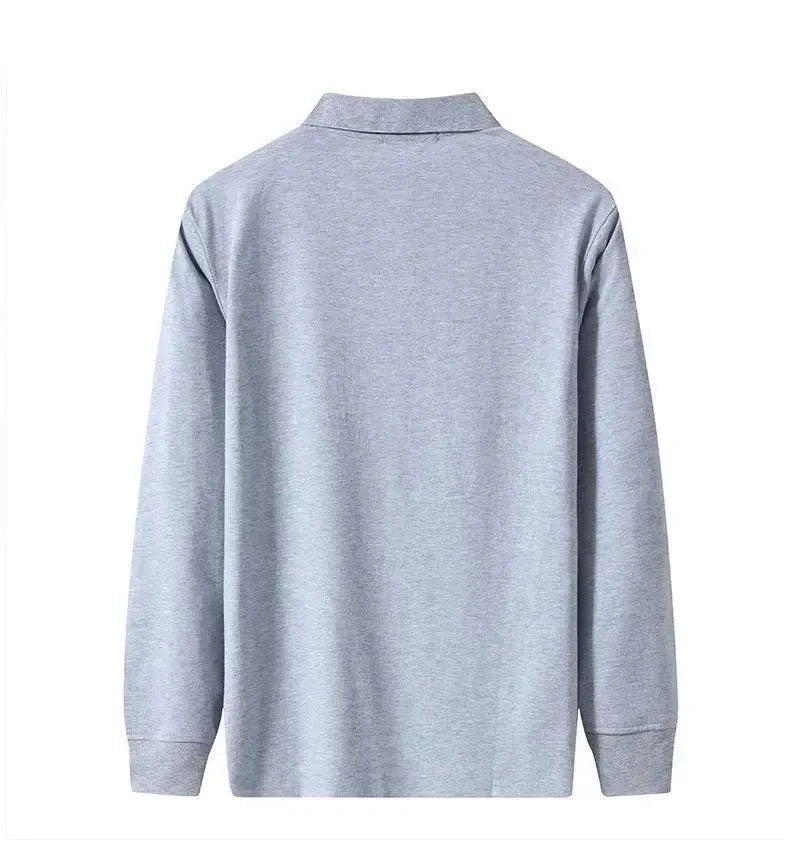 Premium Men's Long Sleeve Cotton Polo Shirt - Breathable & Comfortable Business Casual Wear for Office, Golf & Outdoor Activities