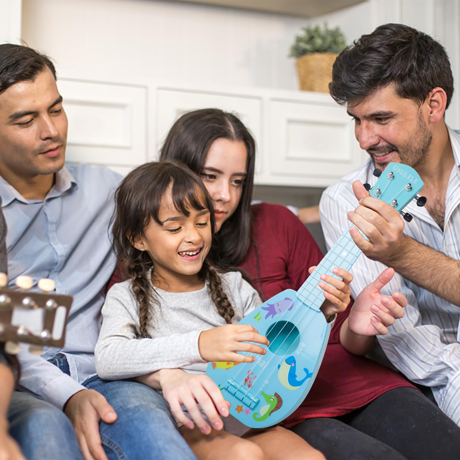 **YOLOPLUS+ 17 Inch Kids Ukulele Toy – 4-String Mini Guitar for Toddlers & Beginners – Educational Musical Instrument with Anti-Impact Design, Includes Picks, Strap & Tutorial – Perfect for Learning, Playtime & Early Music Development**