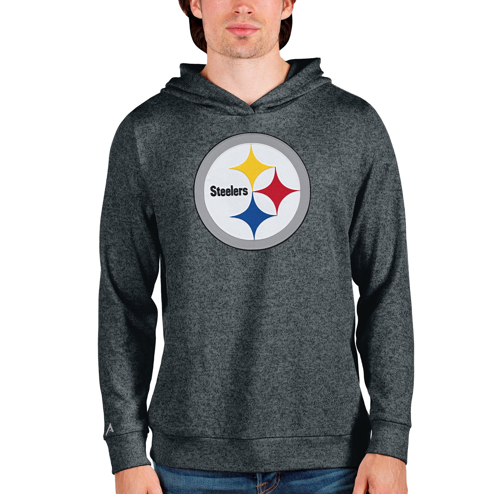 Antigua Men's Heathered Absolute Pullover Hoodie - Soft Fleece Lined Sweatshirt for Casual Wear & Outdoor Activities | Comfortable & Stylish Winter Hooded Sweater