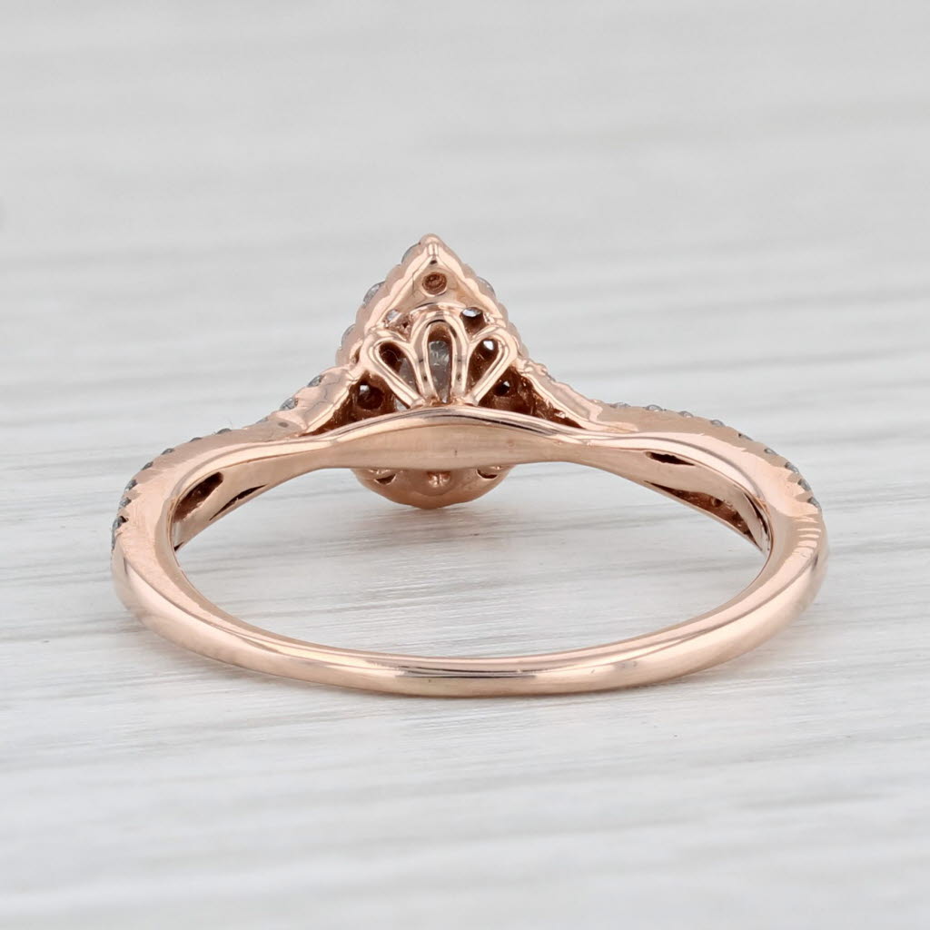 0.58ctw Pear Cut Diamond Halo Engagement Ring in 14k Rose Gold - Size 5.5 | Perfect for Proposals, Anniversaries & Romantic Gifts