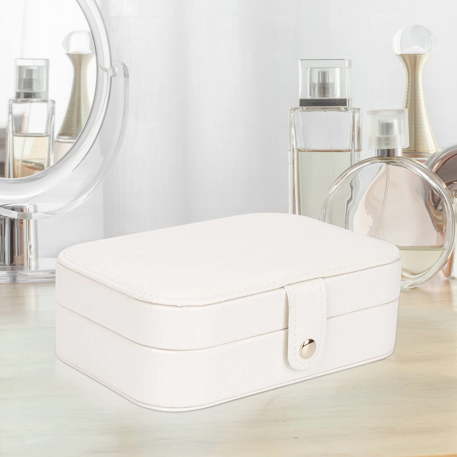 Elegant Travel Jewelry Box for Women - Portable Jewelry Organizer with Necklace, Ring & Earring Storage - Perfect Gift for Girls - Compact White Jewelry Case - Ideal for Travel, Home & Office Use