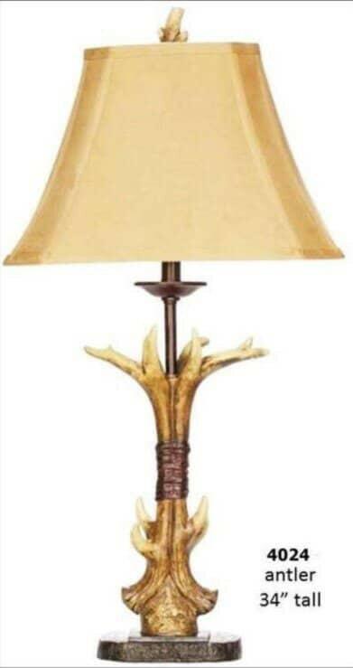 H&H Lamp 4024 Antler Table Lamp - Rustic Deer Horn Nightstand Light for Bedroom, Living Room, Cabin Decor