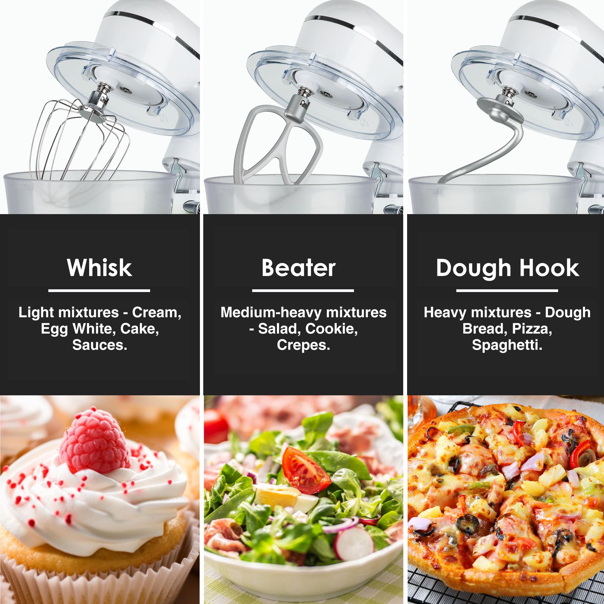 5QT Stand Mixer with 4.5QT Bowls - Electric Kitchen Mixer for Baking & Cooking (Gradient Black)