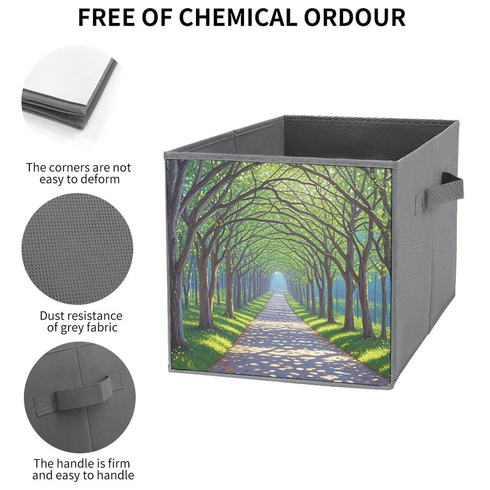 6PCS Foldable Storage Bins - Large Capacity Storage Boxes with Handles, Forest Oak Tree Printed Fabric Storage Cubes for Playroom, Office & Home Organization | Perfect for Toys, Books, Clothes & Household Items Storage