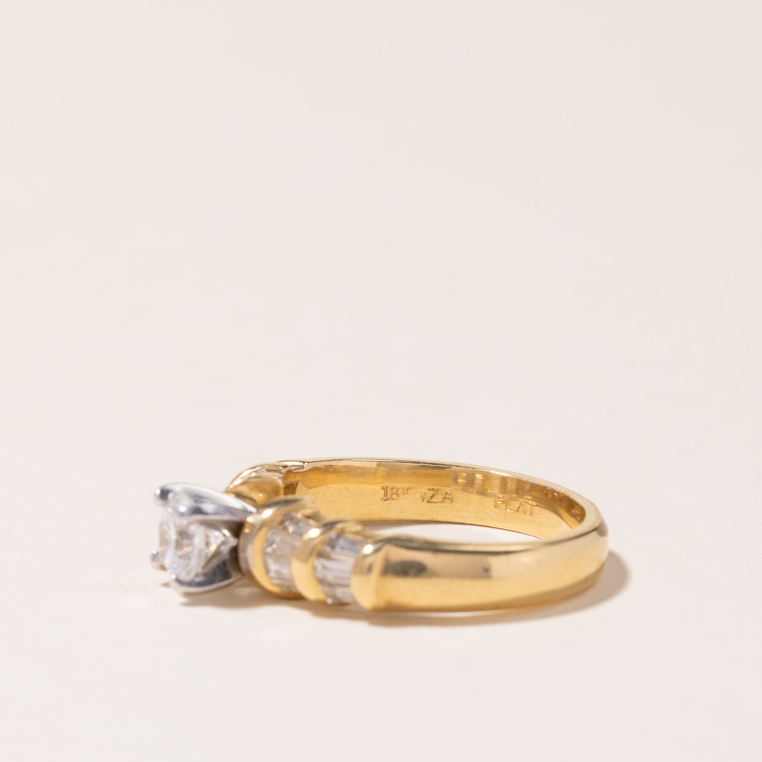 18K Yellow Gold & Platinum Diamond Engagement Ring - 1.11ctw, Size 6.5 | Elegant Wedding Proposal Jewelry for Her | Perfect Anniversary Gift & Bridal Ring