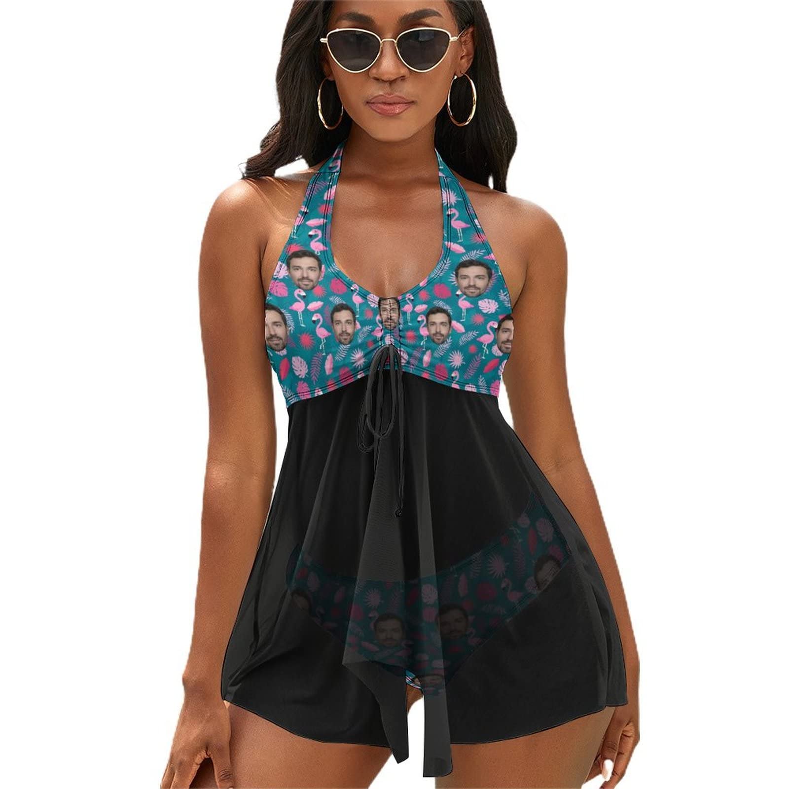 Custom Printed Women's Two-Piece Swim Dress - Personalized Split Skirt Swimsuit & Bikini Set | Beachwear, Pool Party, Vacation Outfit, Summer Swimwear Gift