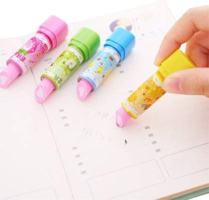 Karic Lipstick-Shaped Rubber Erasers - Pack of 6 - Fun & Practical School & Office Supplies - Perfect for Students, Teachers & Gift Giving
