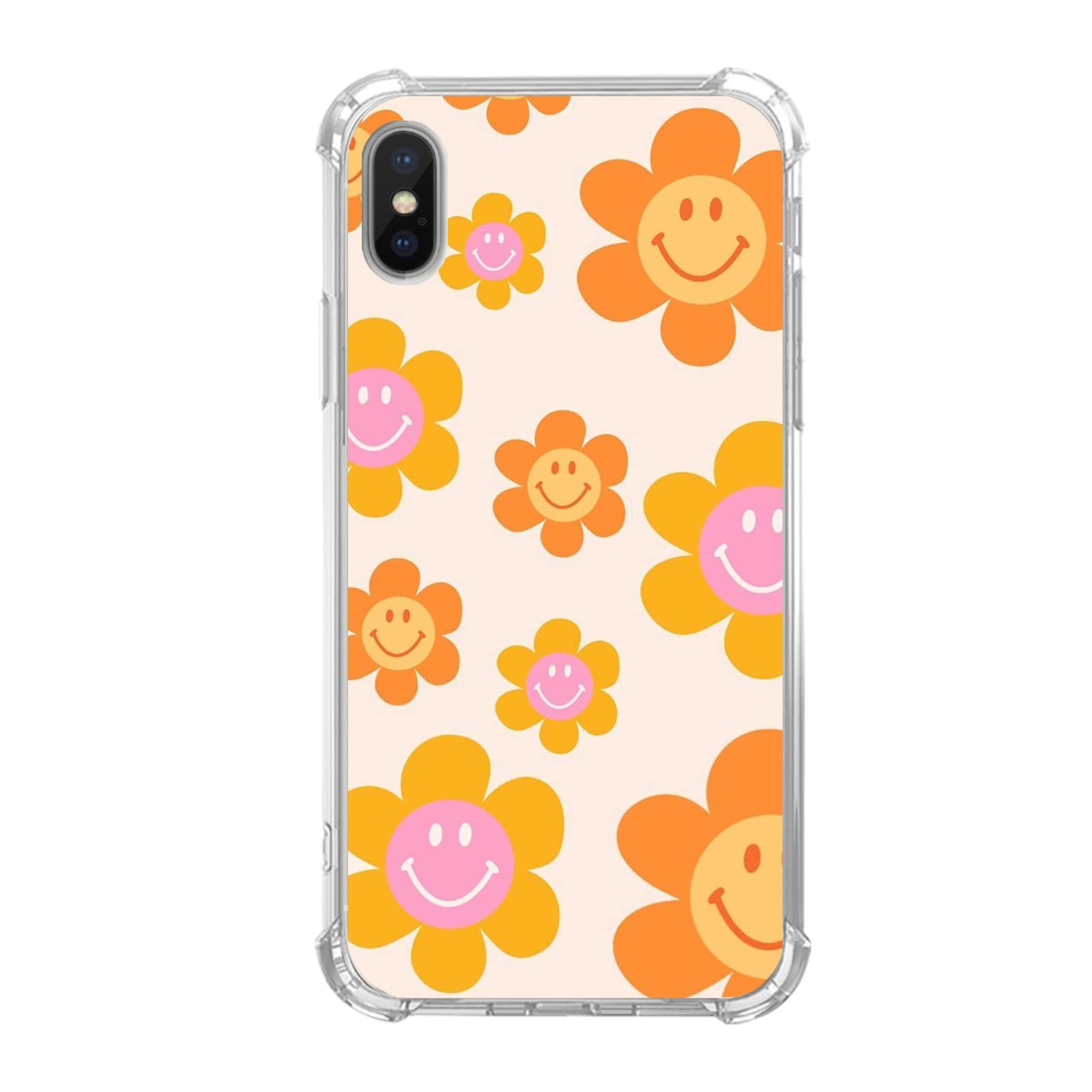Hippie Smiley Face Flower Daisy Phone Case for iPhone Xs/X - Cute Aesthetic Protective Cover for Girls, Women | Perfect for Music Festivals, Boho Style, Summer Outfits