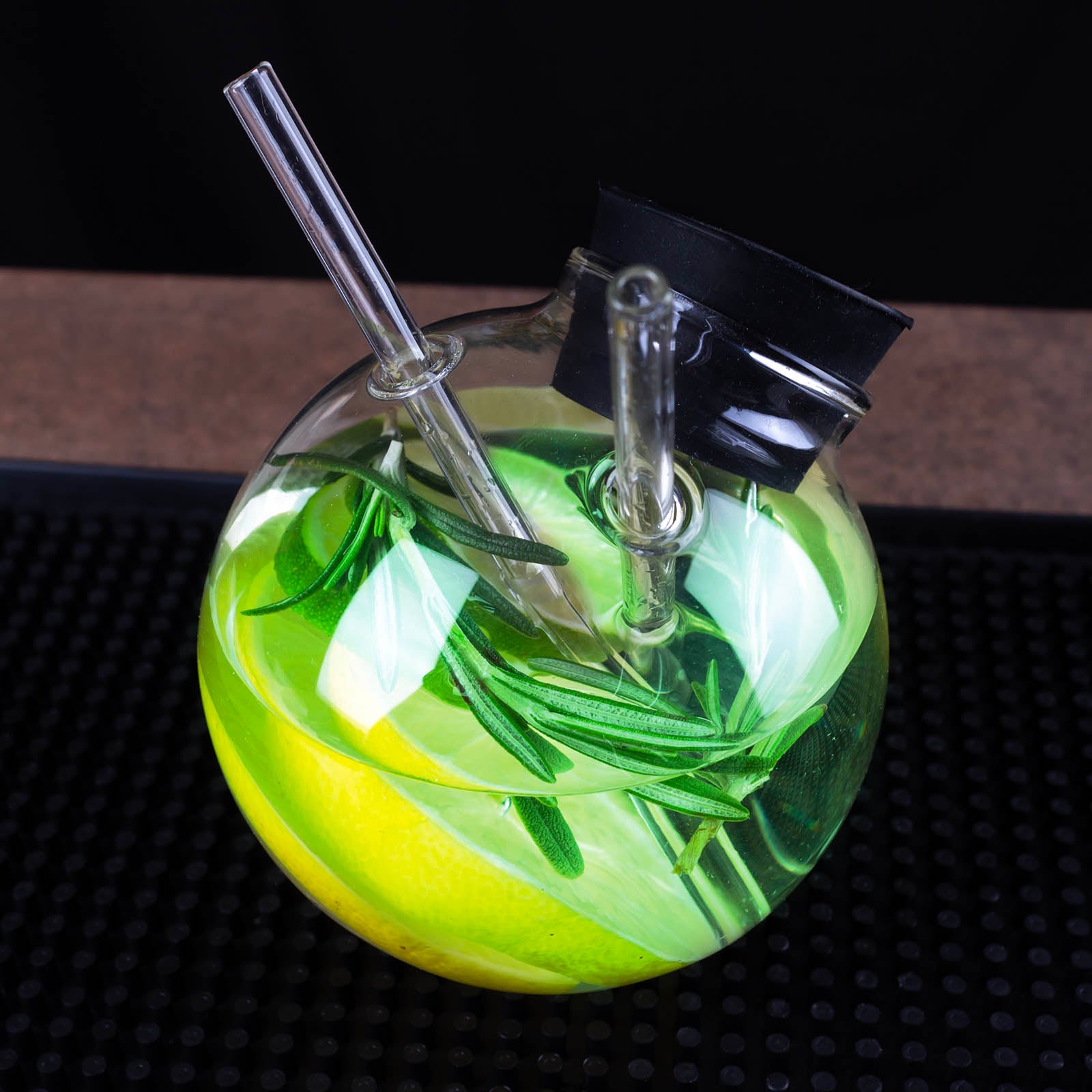 BarConic® Sphere Glass with 2 Straws - 9 oz Cocktail Drinking Glasses for Mojito, Margarita & Iced Coffee - Perfect for Home Bar, Parties & Outdoor Gatherings