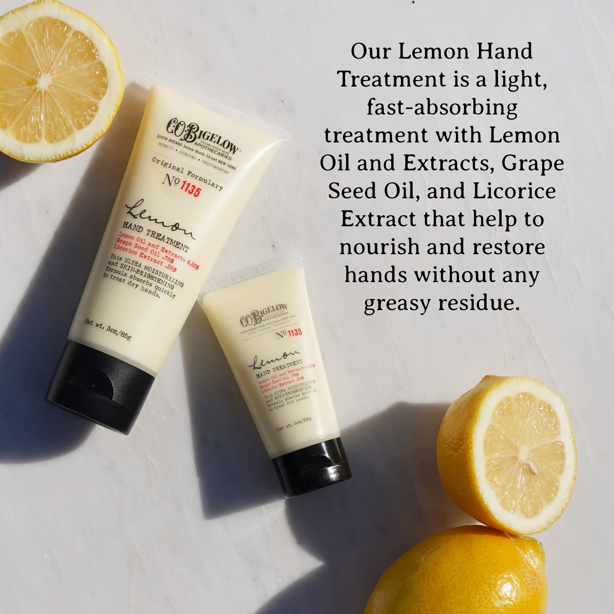 C.O. Bigelow Lemon Hand & Body Care Gift Set - 3-Piece Trio with 10oz Soap, 8oz Body Cream & 3oz Hand Treatment | Moisturizing Skin Care for Dry Hands & Body | Perfect Spa Gift Set for Women & Men