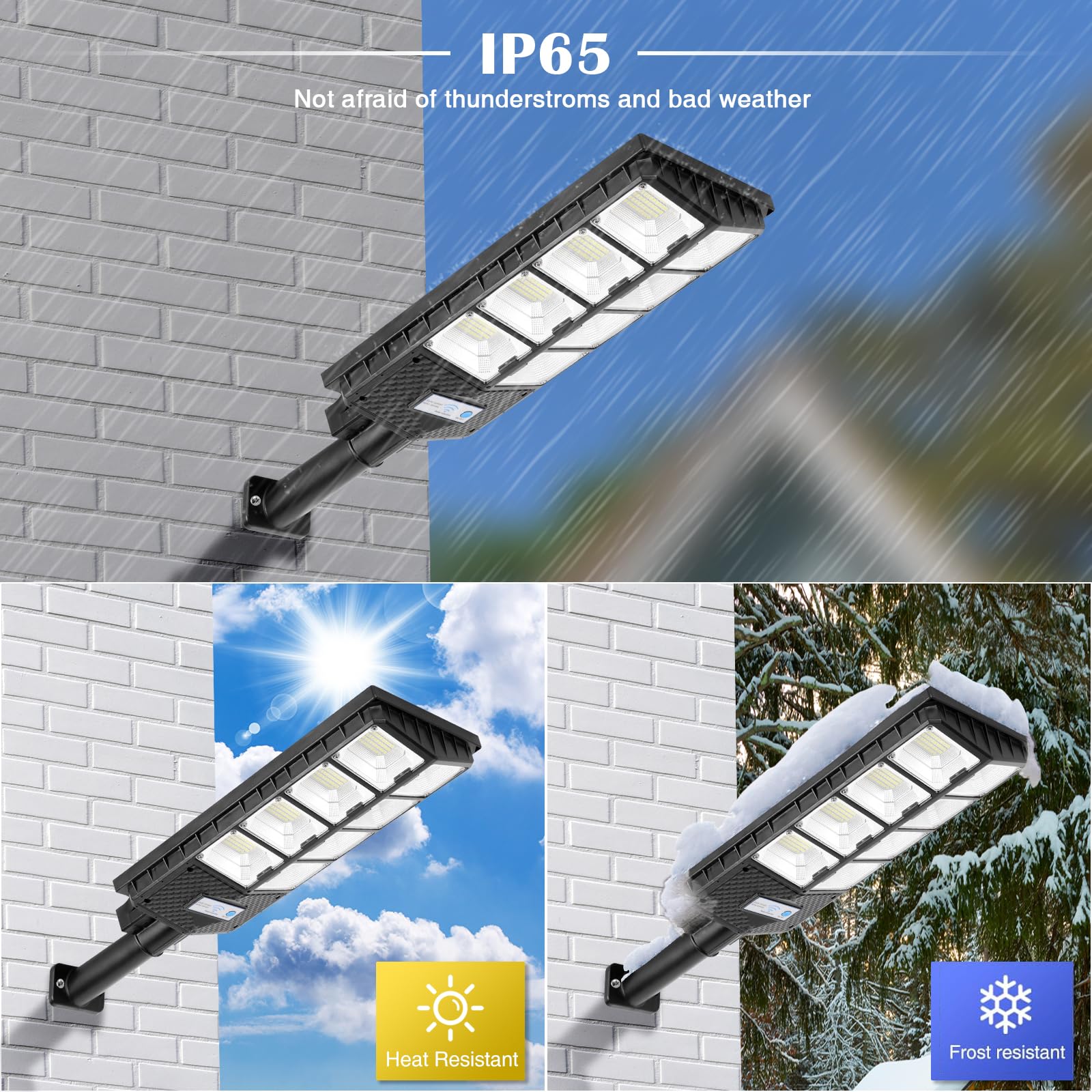 ZJOJO 4-Pack Solar Street Lights Outdoor Waterproof - 6500K 10000LM 448 LEDs Solar Parking Lot Lights with Motion Sensor & Remote Control | Dusk to Dawn Security Lighting for Driveway, Yard, Garden, Pathway & Backyard
