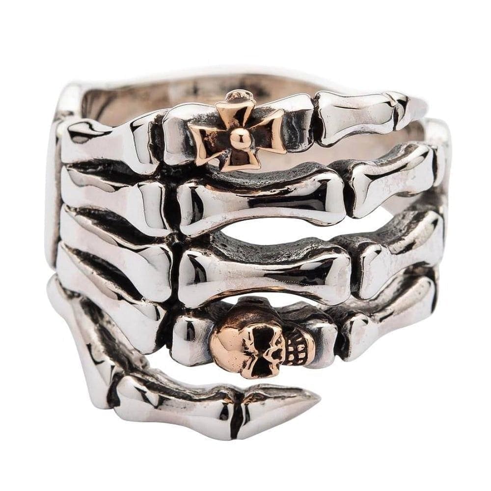 Gothic Skull Skeleton Hand Ring - Sterling Silver Jewelry for Men & Women - Perfect for Halloween, Punk Fashion, and Gothic Style Accessories