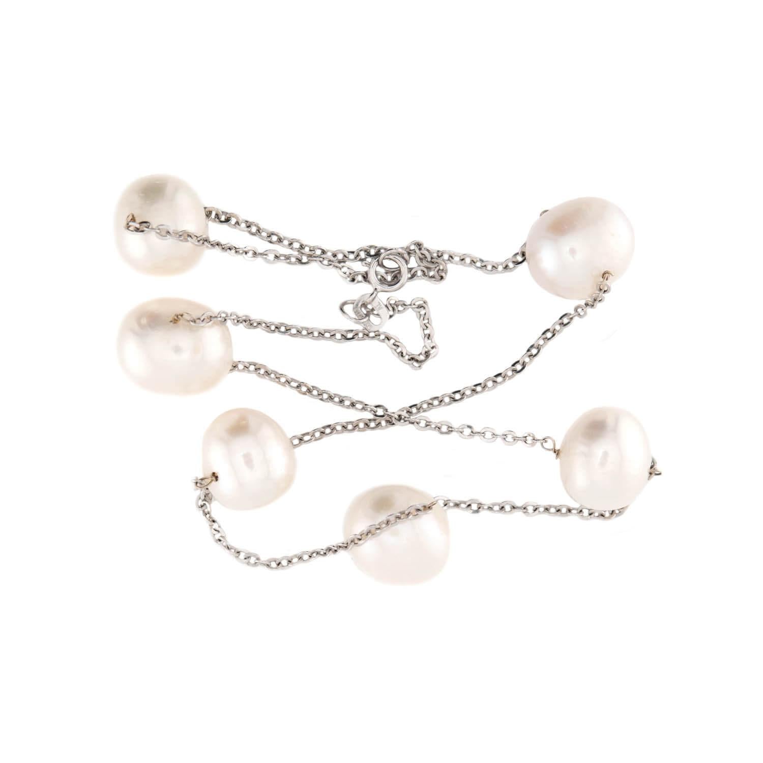 14K Gold Pearl Chain Necklace for Women - Elegant Dainty Layering Jewelry Gift for Her - Perfect for Weddings, Anniversaries and Special Occasions