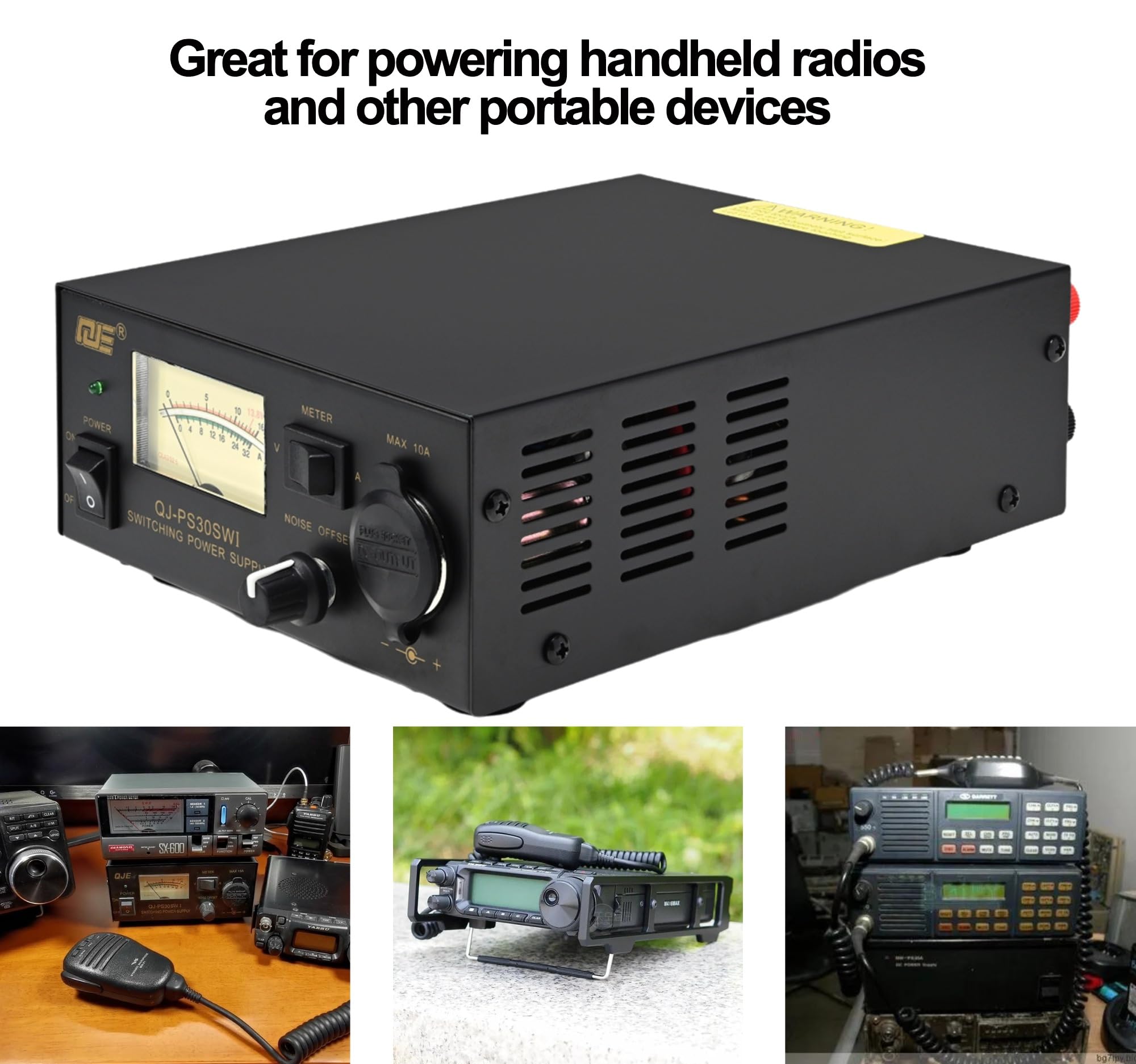 13.8V 30A Regulated DC Power Supply for Ham Radio - Adjustable Switching Bench Power with Cigarette Lighter Socket & Noise Control | Perfect for CB, VHF, UHF, Amateur Radio & Mobile Electronics Testing