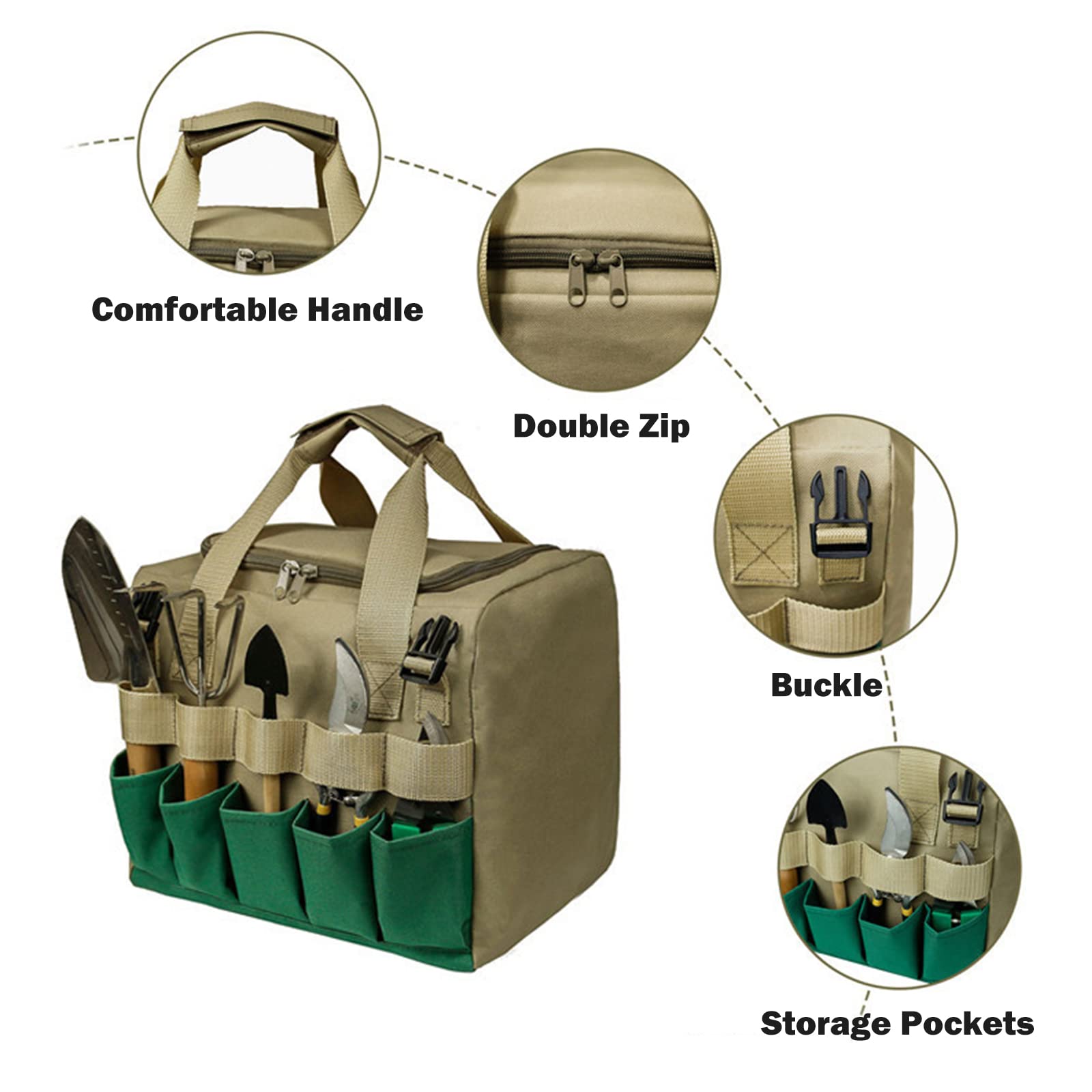 **Kavolet Heavy Duty Garden Tool Bag with Folding Stool - Large Capacity Detachable Canvas Storage Organizer for Gardening, Lawn & Yard Tools - Perfect for Outdoor Work, Landscaping & DIY Projects**