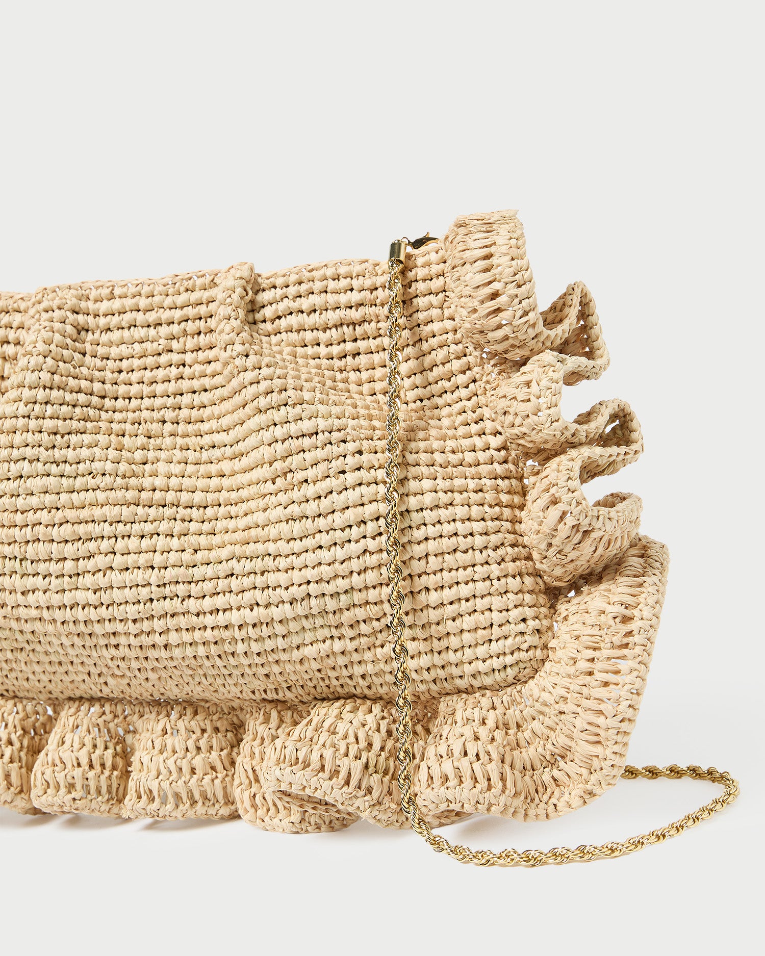 Mavis Natural Raffia Ruffle Clutch Handbag - Elegant Woven Straw Evening Bag for Women - Perfect for Weddings, Beach Parties & Summer Outings
